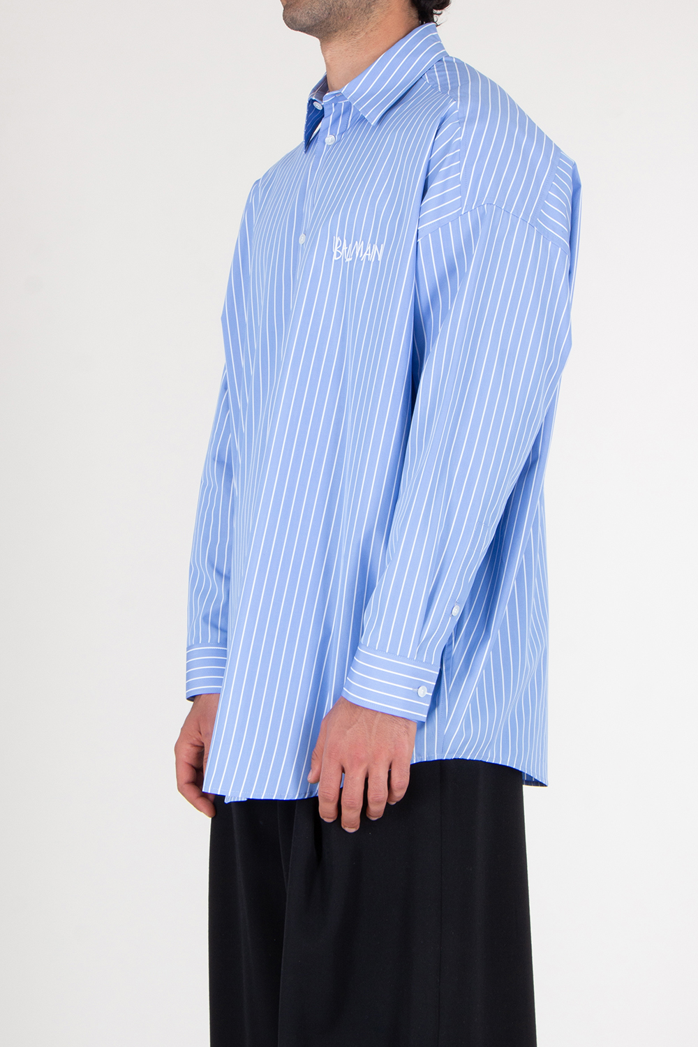 BALMAIN Oversized Striped Cotton Shirt
