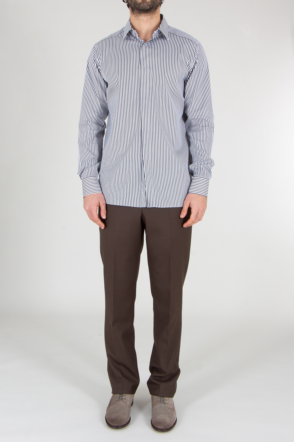 TOM FORD Classic Fit Striped Cotton-Silk Blend Shirt