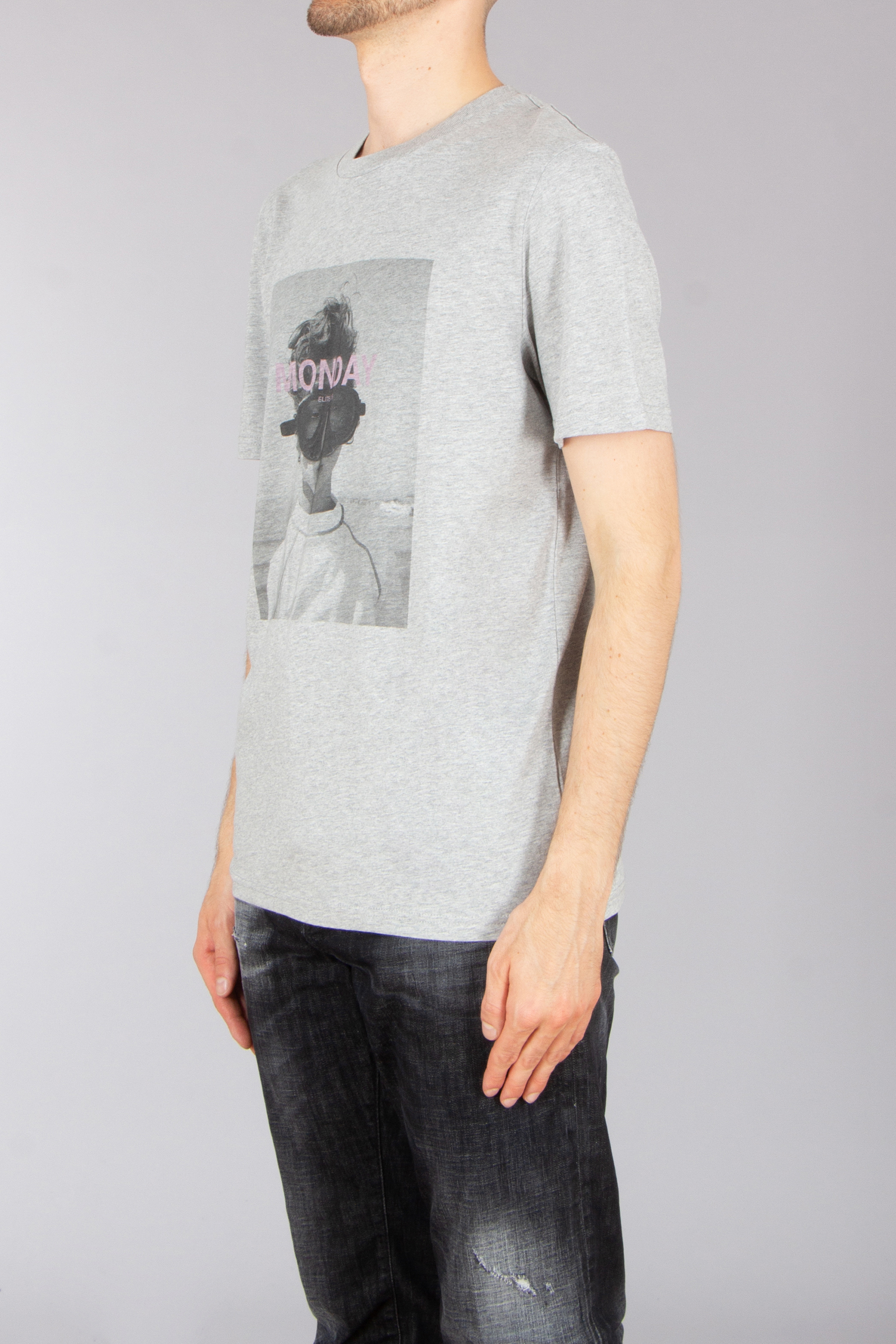 ELITÈ Regular Fit Monday Print Cotton Jersey T-Shirt T-shirt, Jeanshose, Person, Erwachsener, Mann