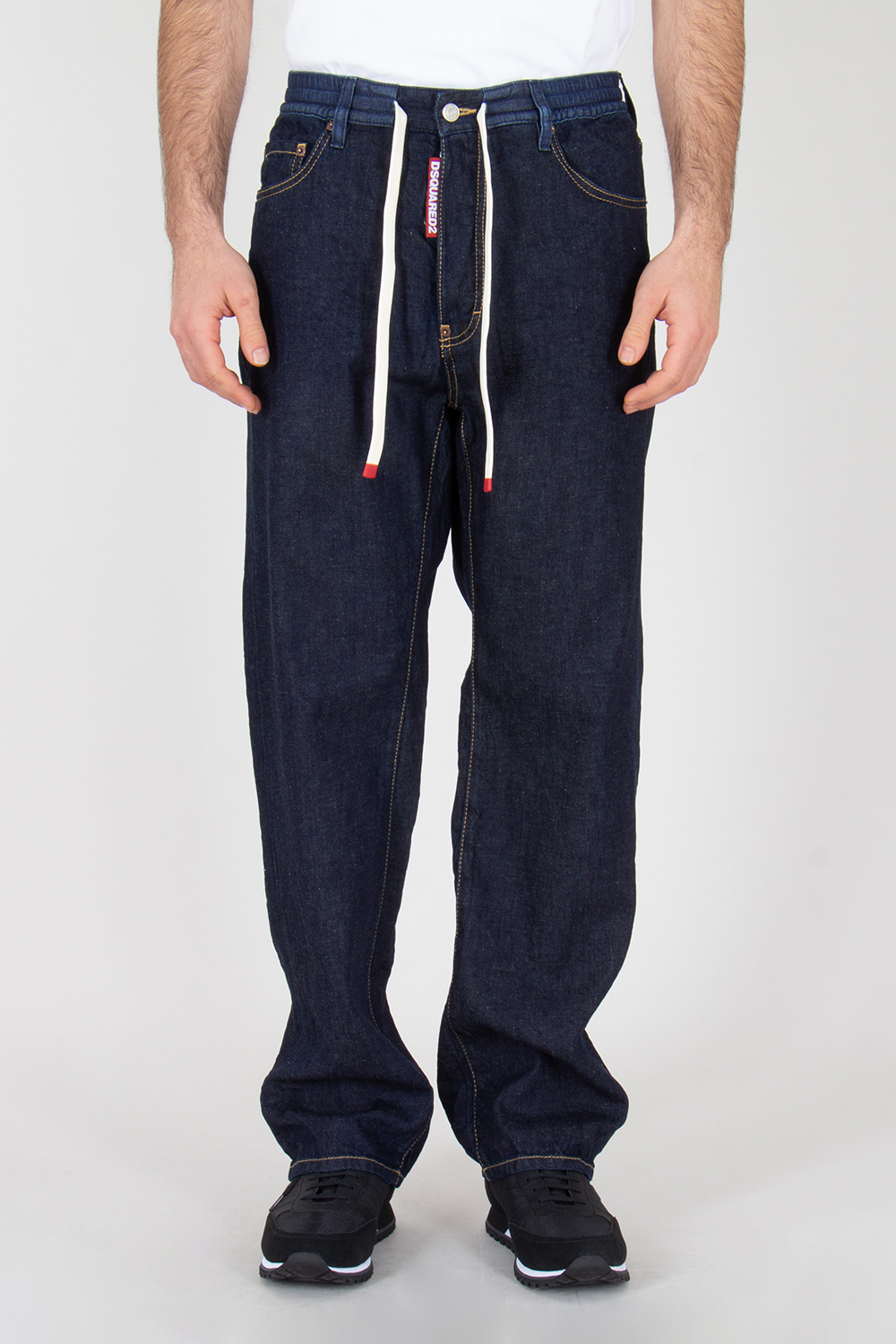 DSQUARED2 Relaxed Fit Cotton-Hemp Denim Drawstring Jeans