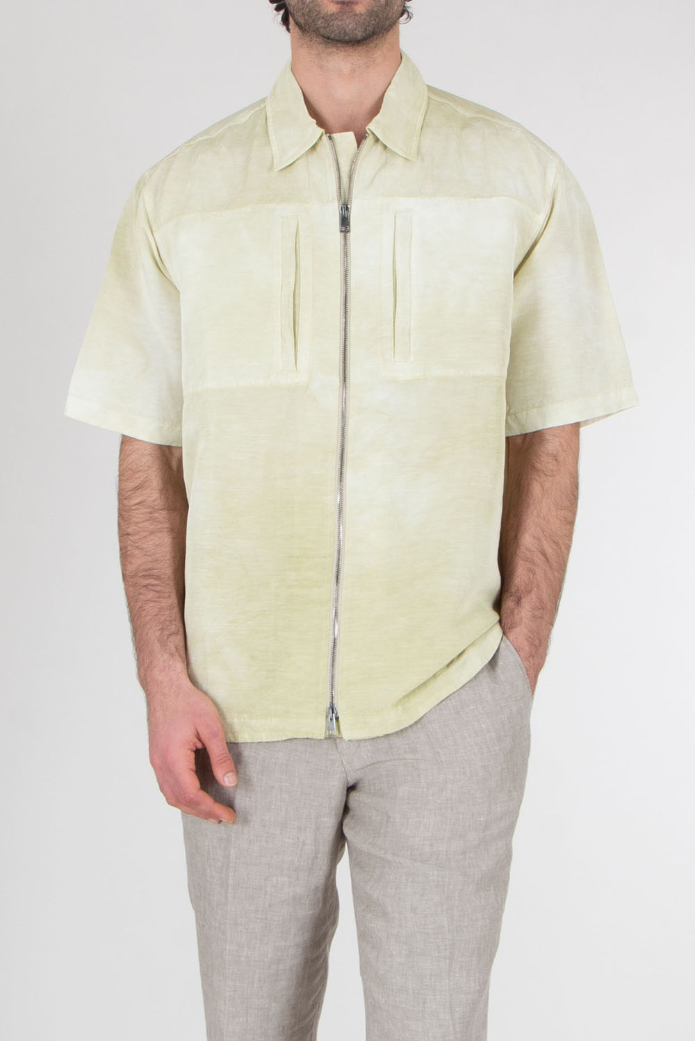 ROBERTO COLLINA Relaxed Fit Short Sleeve Overshirt 