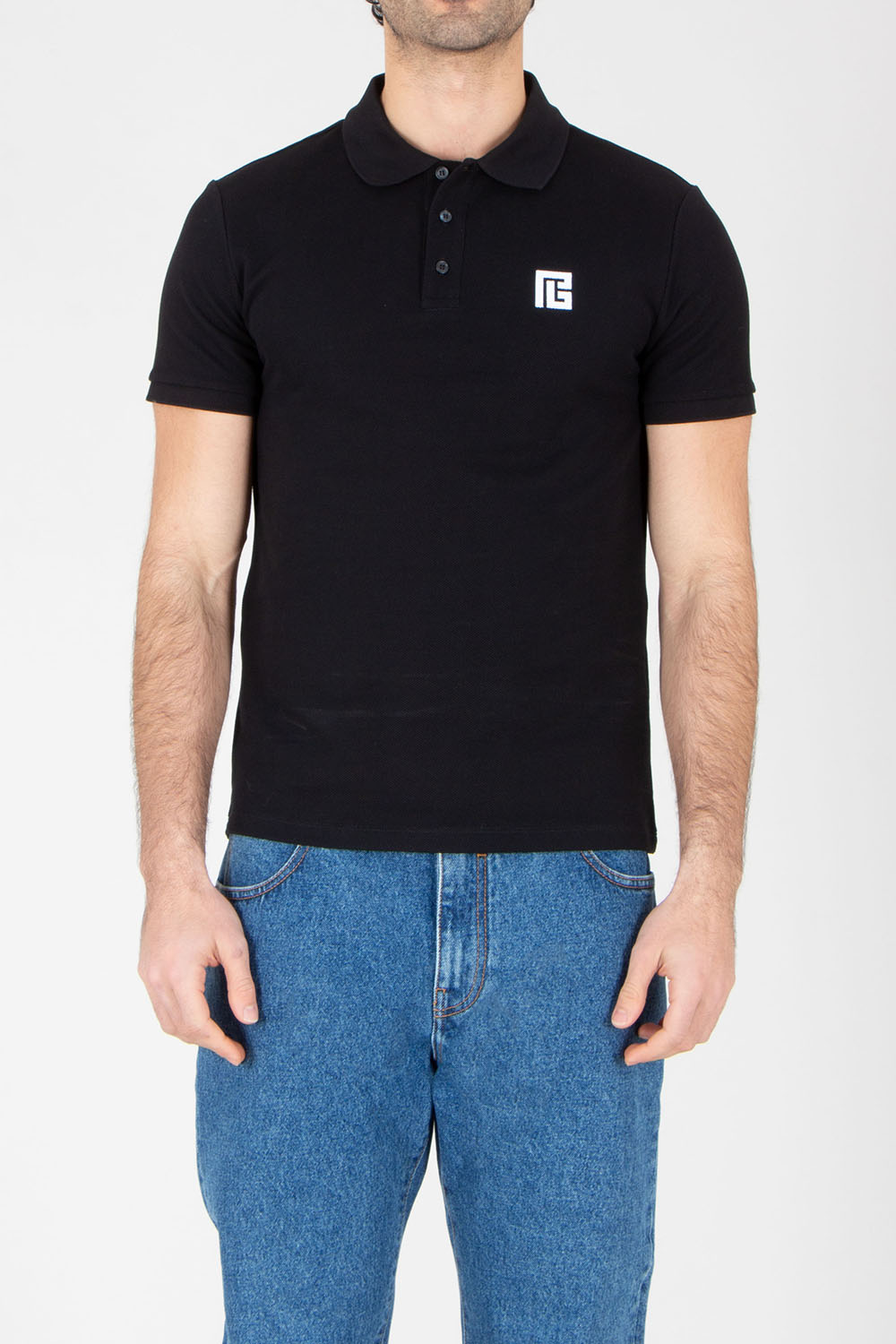 BALMAIN Regular Fit Embroidered Organic Cotton Piqué Polo Shirt