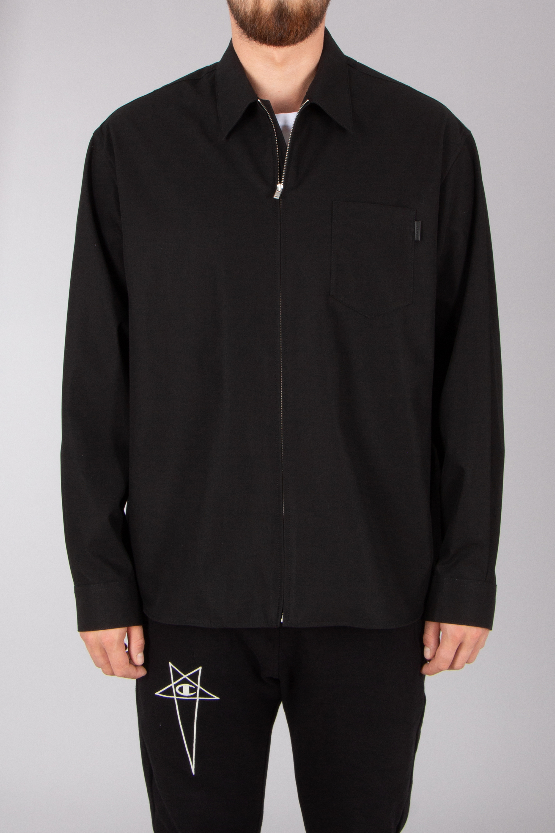 JUUN.J Semi-Oversized Fit Cotton Zip-Up Overshirt