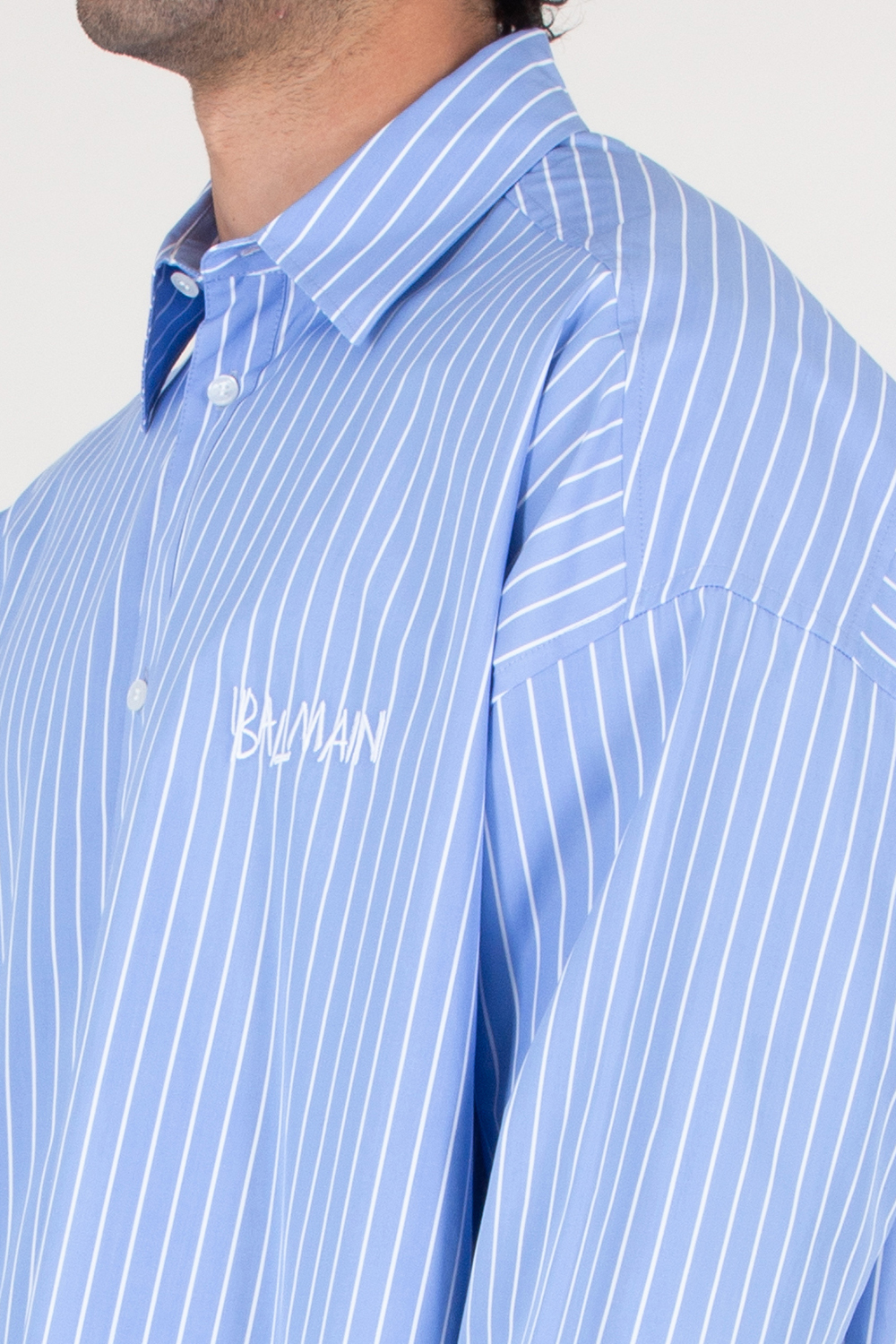 BALMAIN Oversized Striped Cotton Shirt