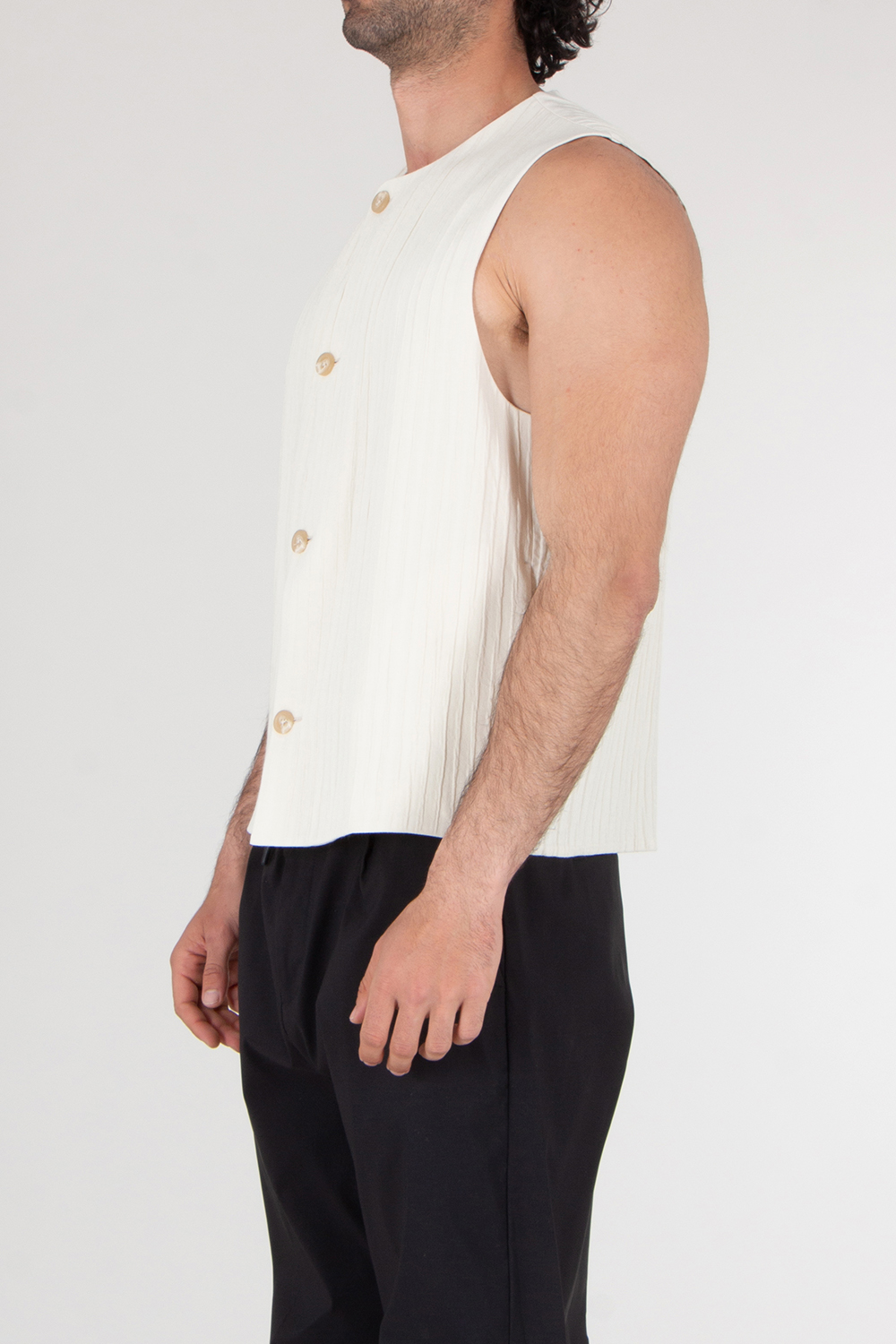 EMPORIO ARMANI Jacquard Waffle Embossed Crinkle Waistcoat Vest