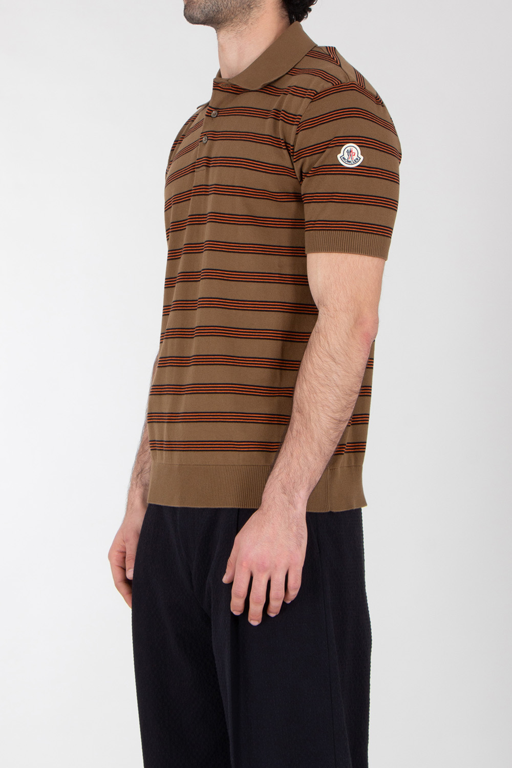 MONCLER Striped Cotton Polo Shirt