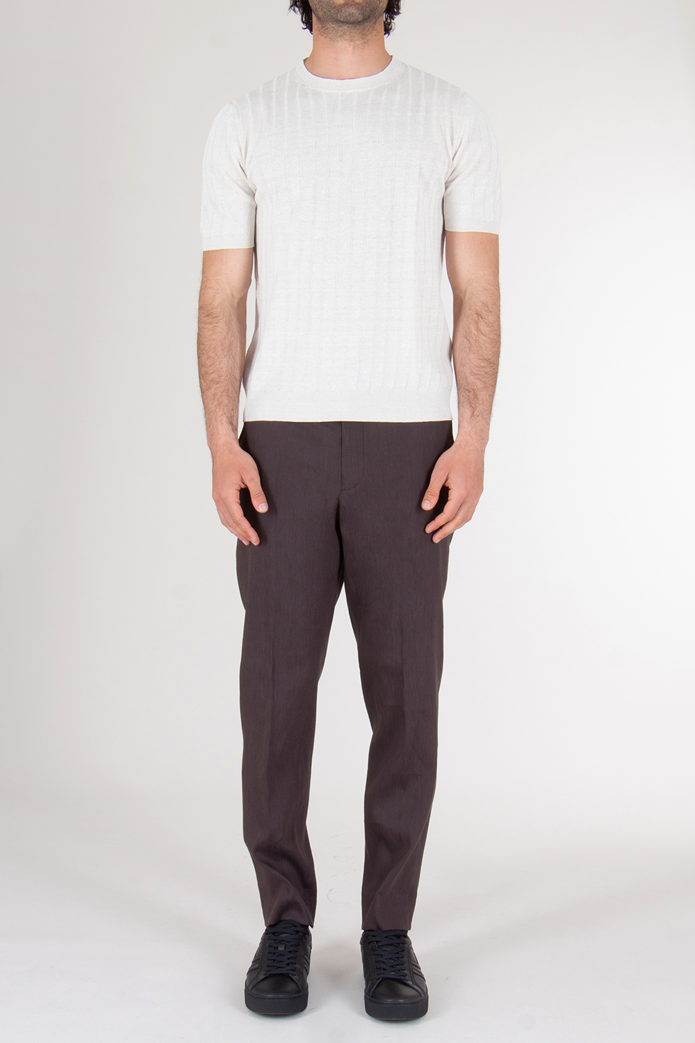 BOGLIOLI Regular Fit Knitted Cotton Linen T-Shirt