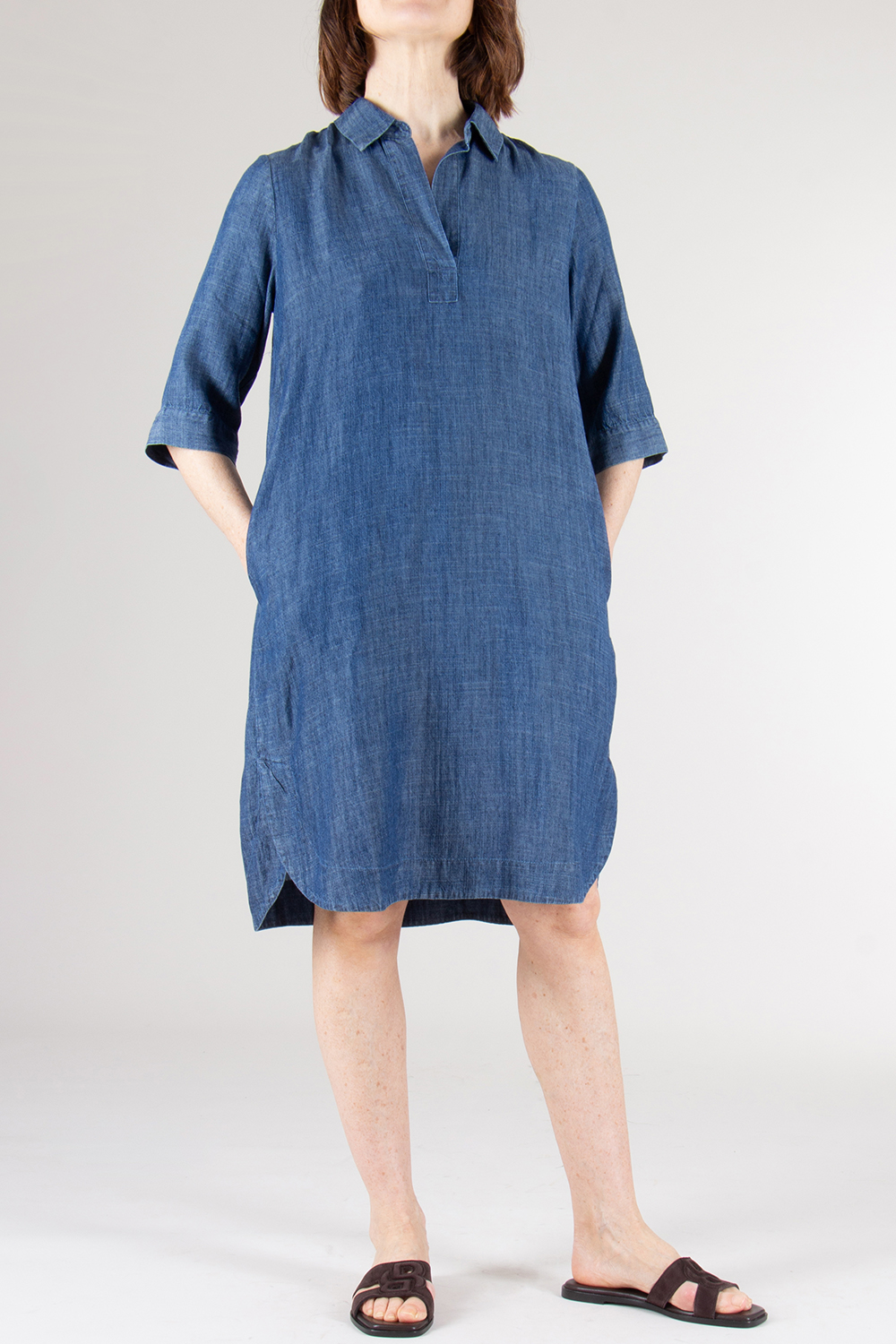 0039 ITALY Relaxed Fit Linen Blend Dress Derry