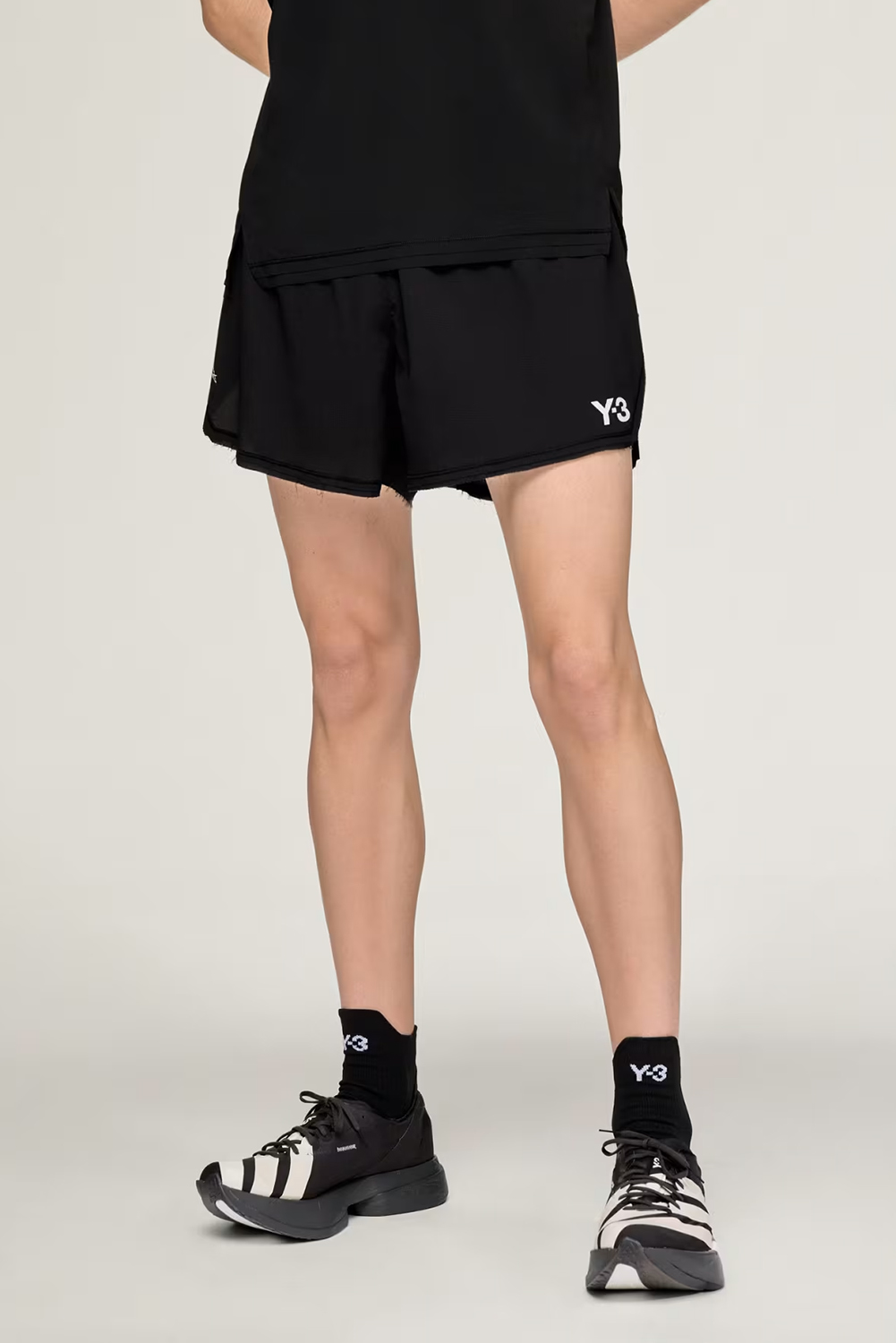 Y-3 Slim Fit Pleated Nylon Stretch Running Shorts