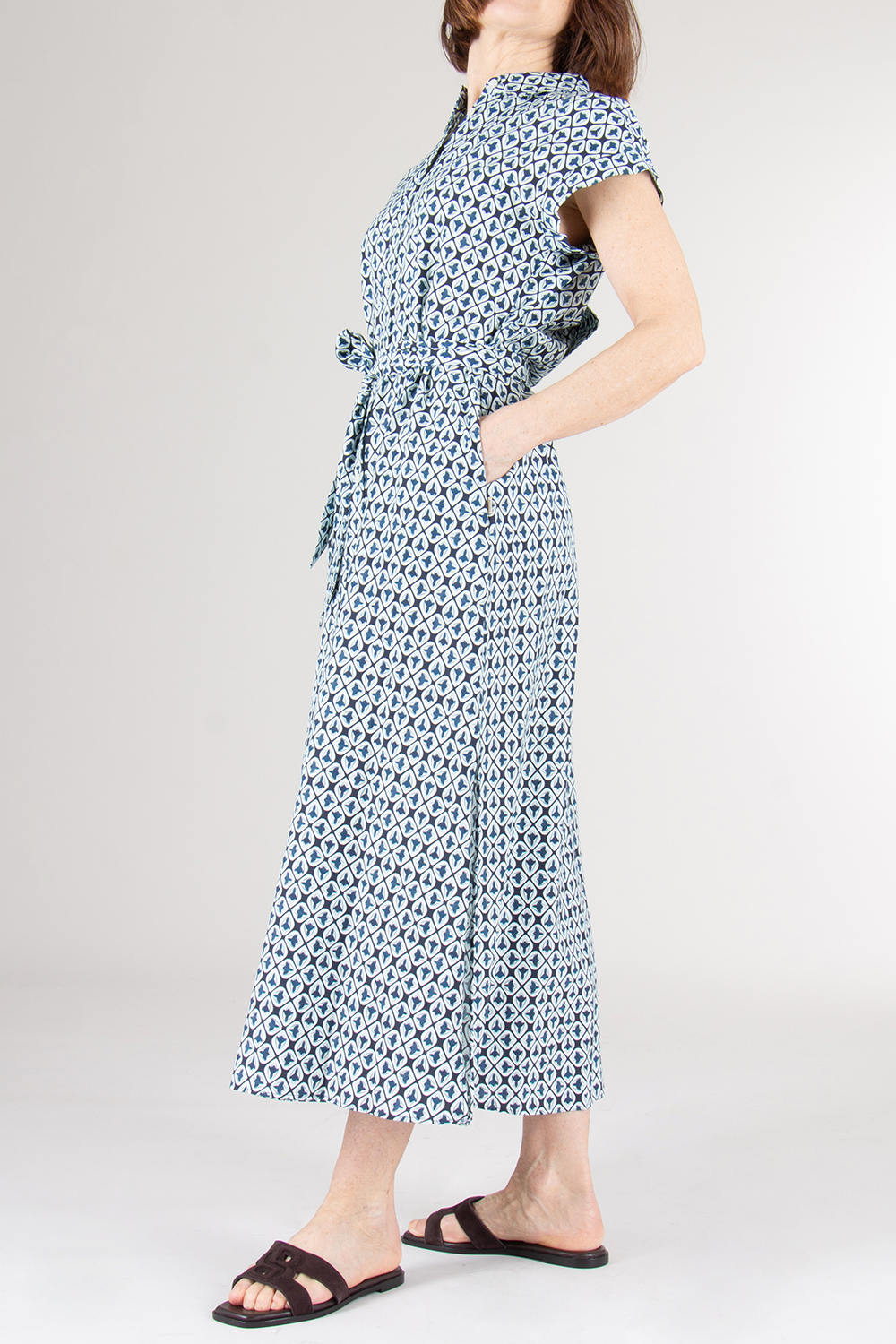 WOOLRICH Printed Cap Sleeve Shirt Dress 