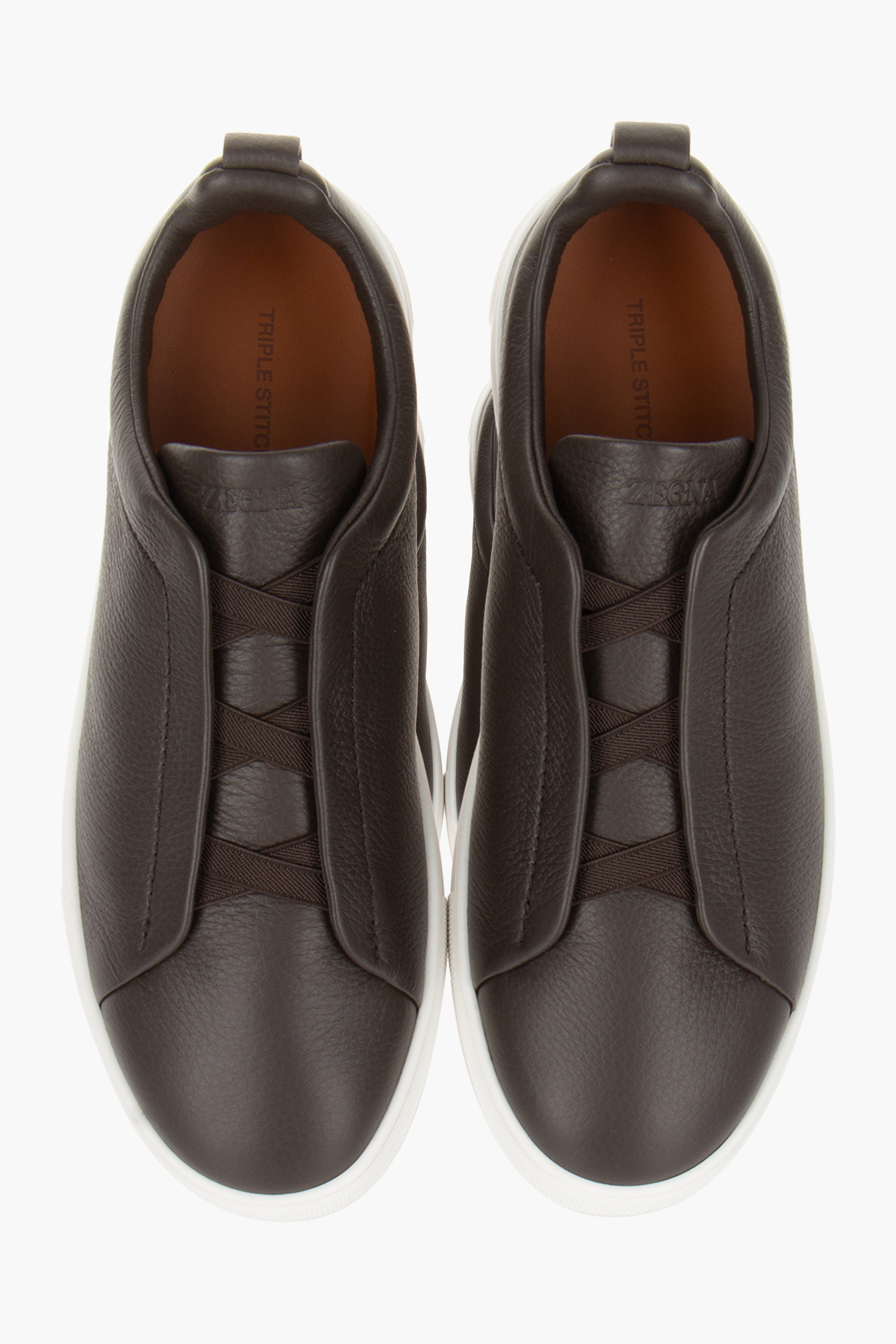 ZEGNA Leather Sneakers Triple Stitch Bekleidung, Schuhwerk, Schuh, Sneaker