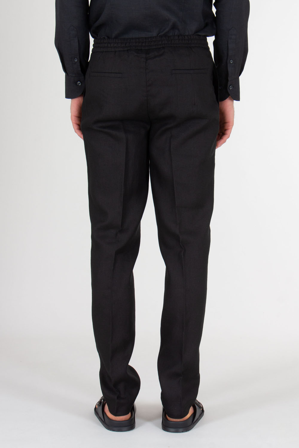 AURÉLIEN Slim Fit Linen Drawstring Trousers Seaside