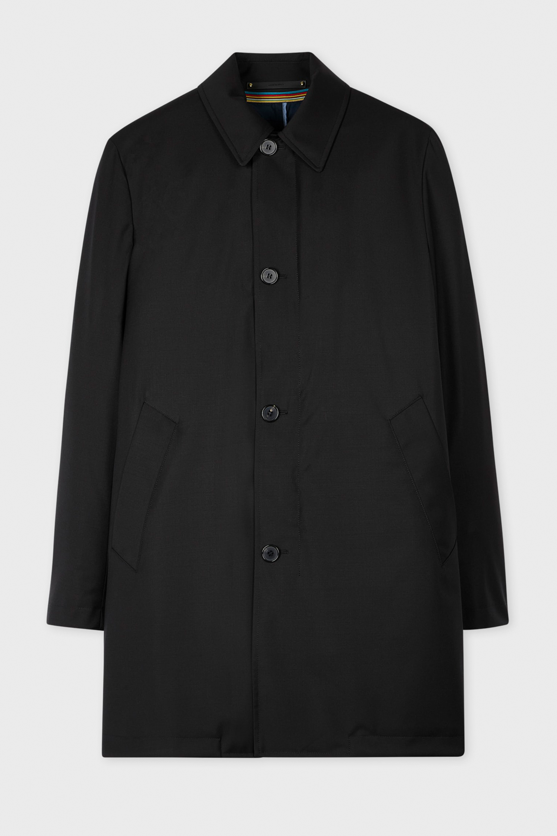 PAUL SMITH Regular Fit Detachable Gilet Green Storm System Wool Mac Coat Bekleidung, Mantel, Langarm, Ärmel, Hemd