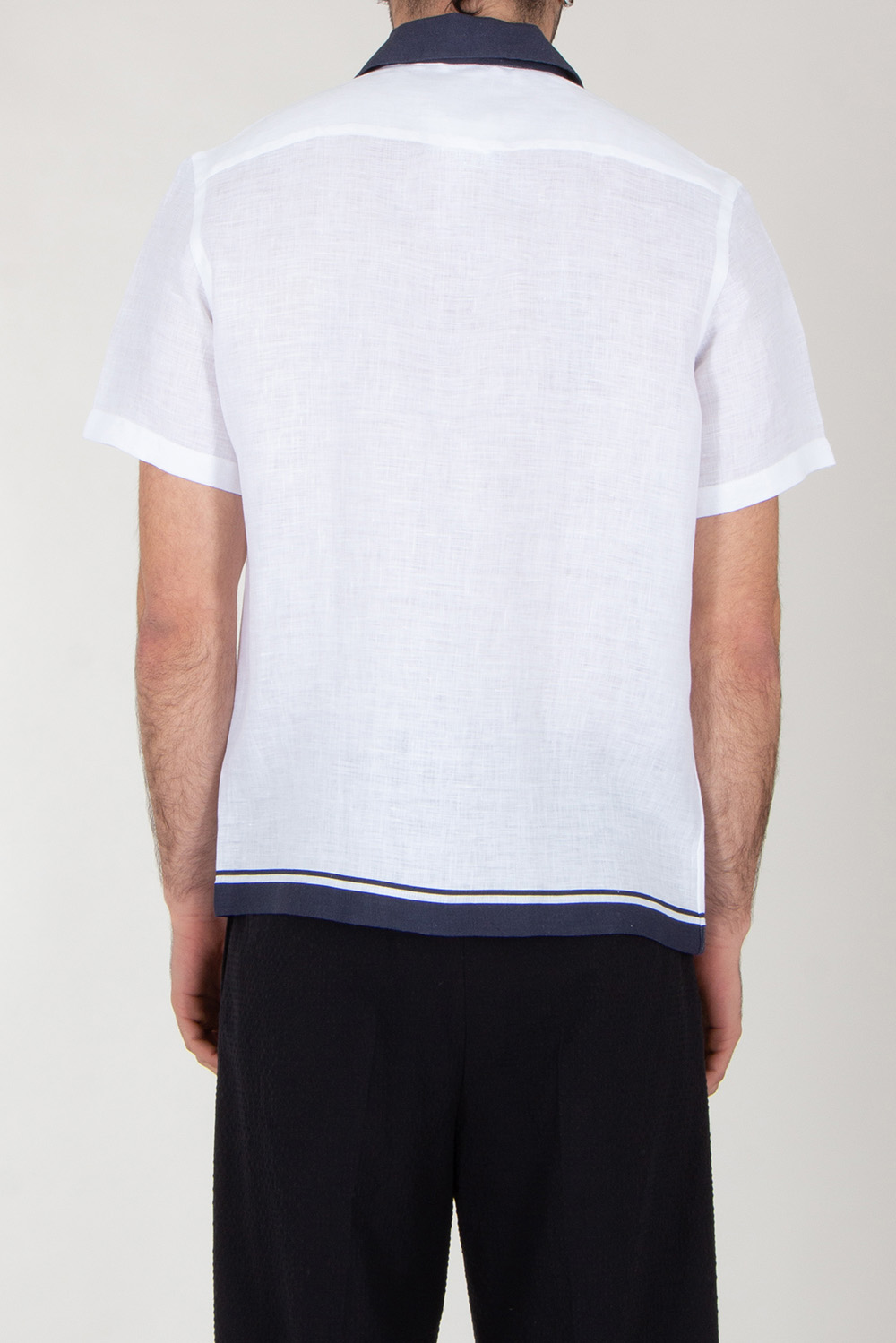 VAN LAAK Linen Short Sleeve Bowling Shirt 