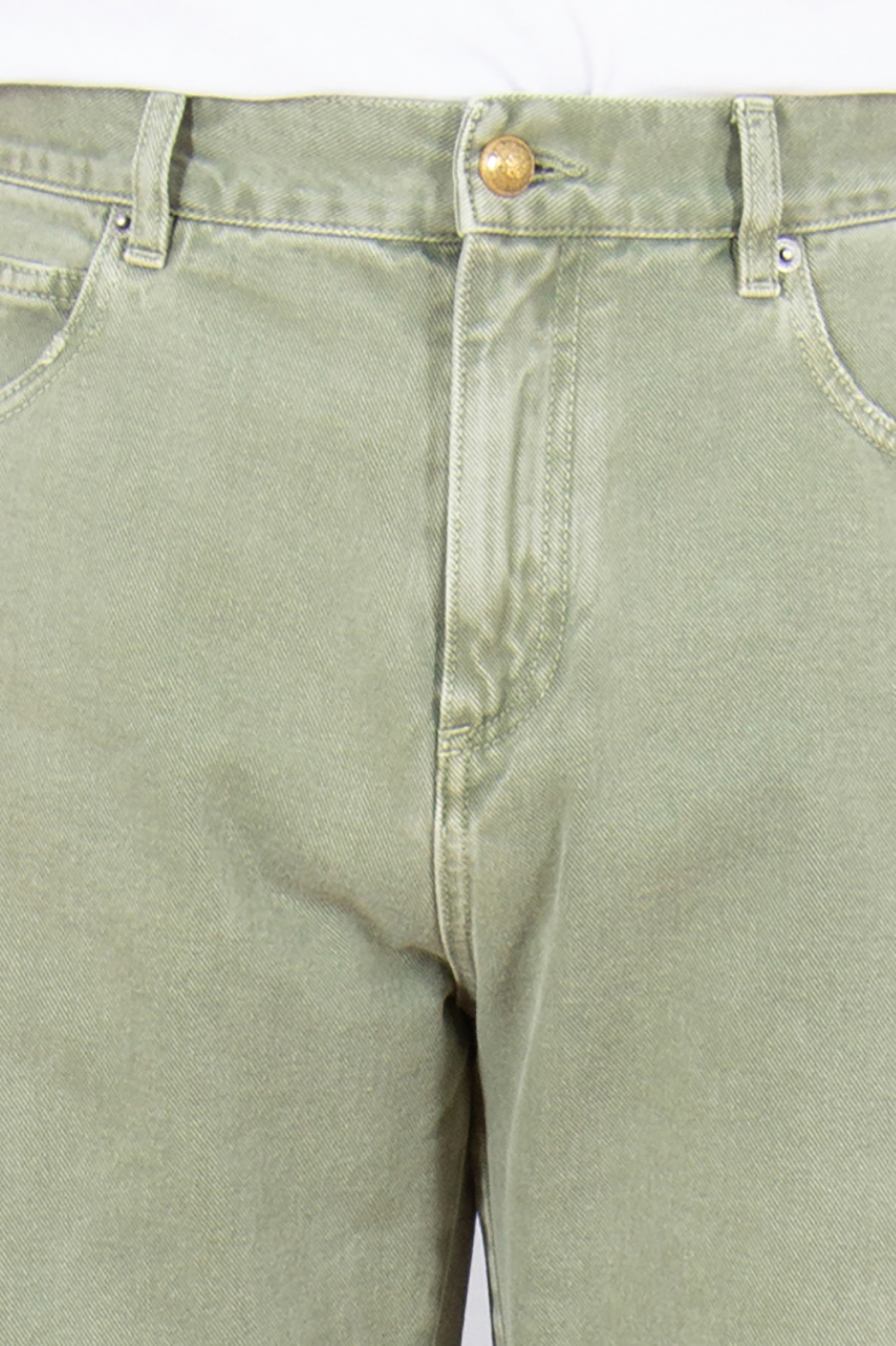 BALMAIN Loose Fit Cotton Denim Jeans Bekleidung, Hosen, Leinen, Jeans, Khaki
