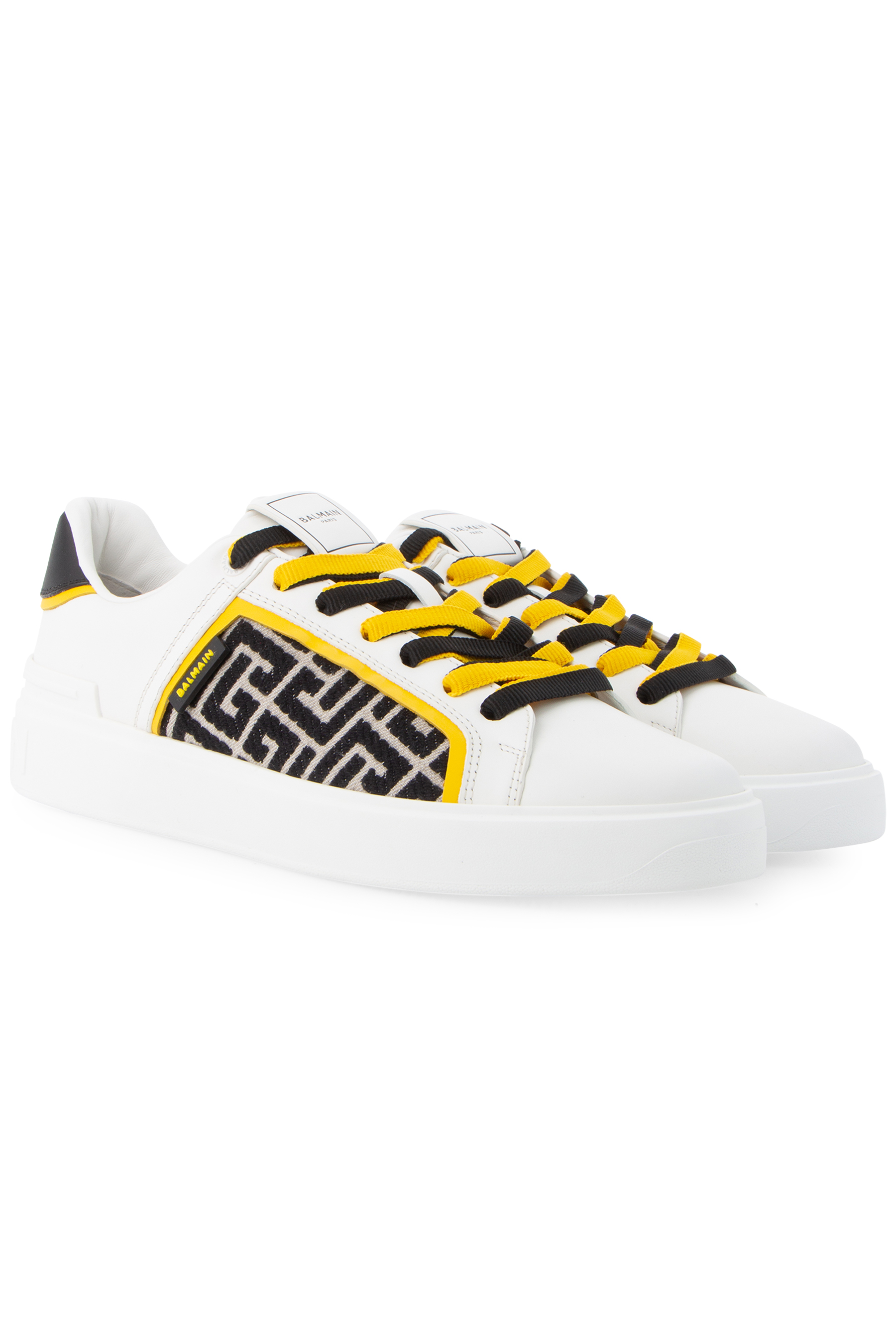 BALMAIN Monogrammed Jacquard And Leather Sneakers B-Court BALMAIN Monogrammed Jacquard And Leather Sneakers B-Court