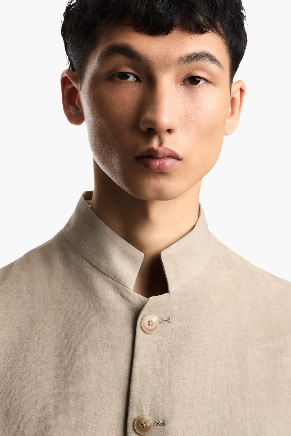 EMPORIO ARMANI Linen Crepe Blend Faded Effect Jacket 