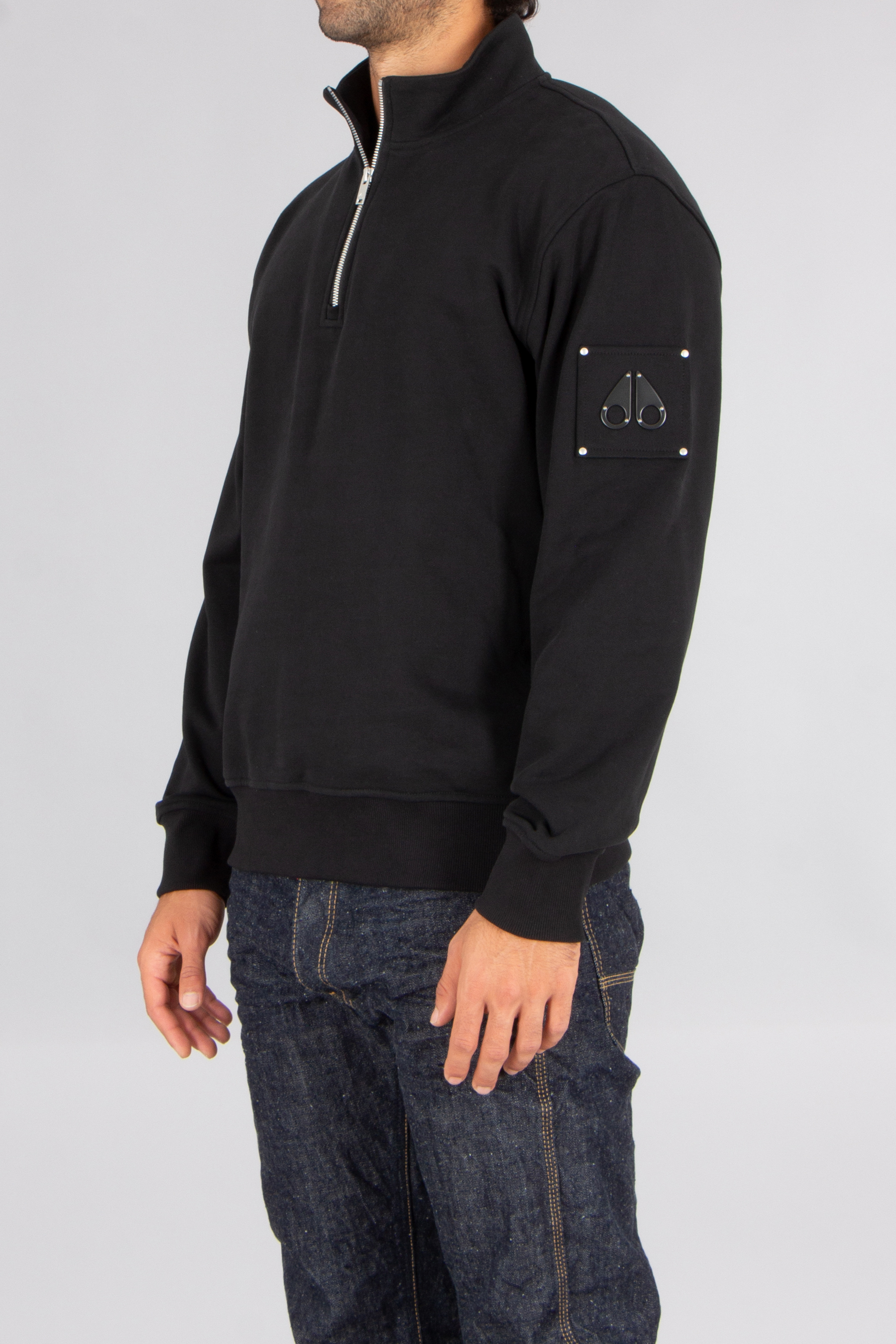 MOOSE KNUCKLES Regular Fit Cotton French Terry Quarter Zip Sweatshirt Hartsfield Vlies, Langer Ärmel, Mantel, Jacke, Sweatshirt