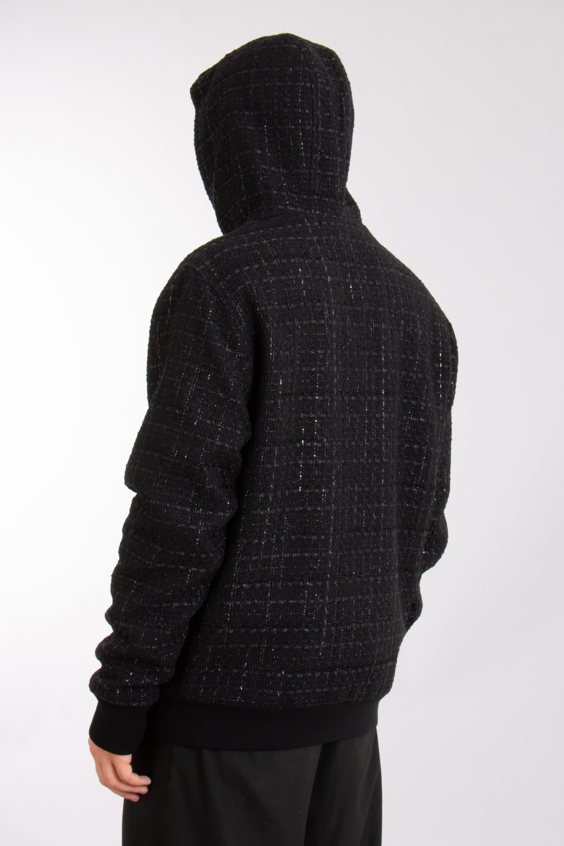 BALMAIN Cotton Blend Tweed Zip-Up Hoodie BALMAIN Cotton Blend Tweed Zip-Up Hoodie