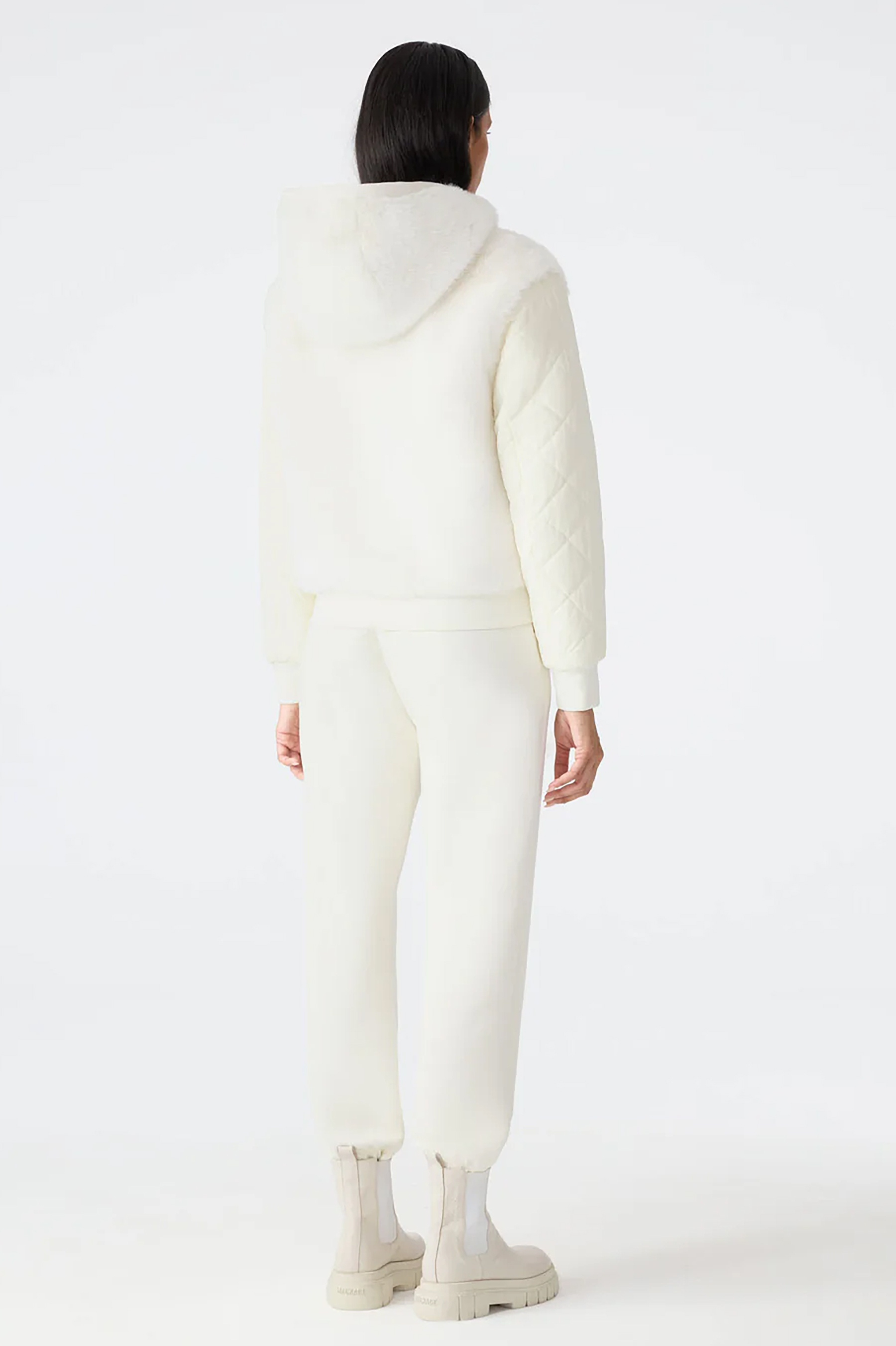 MACKAGE Relaxed Fit Reversible Faux Fur & Cotton Blend Jersey Zip-Up Hoodie Gwendal Langarm, Ärmel, Umhang, Person, Anzug