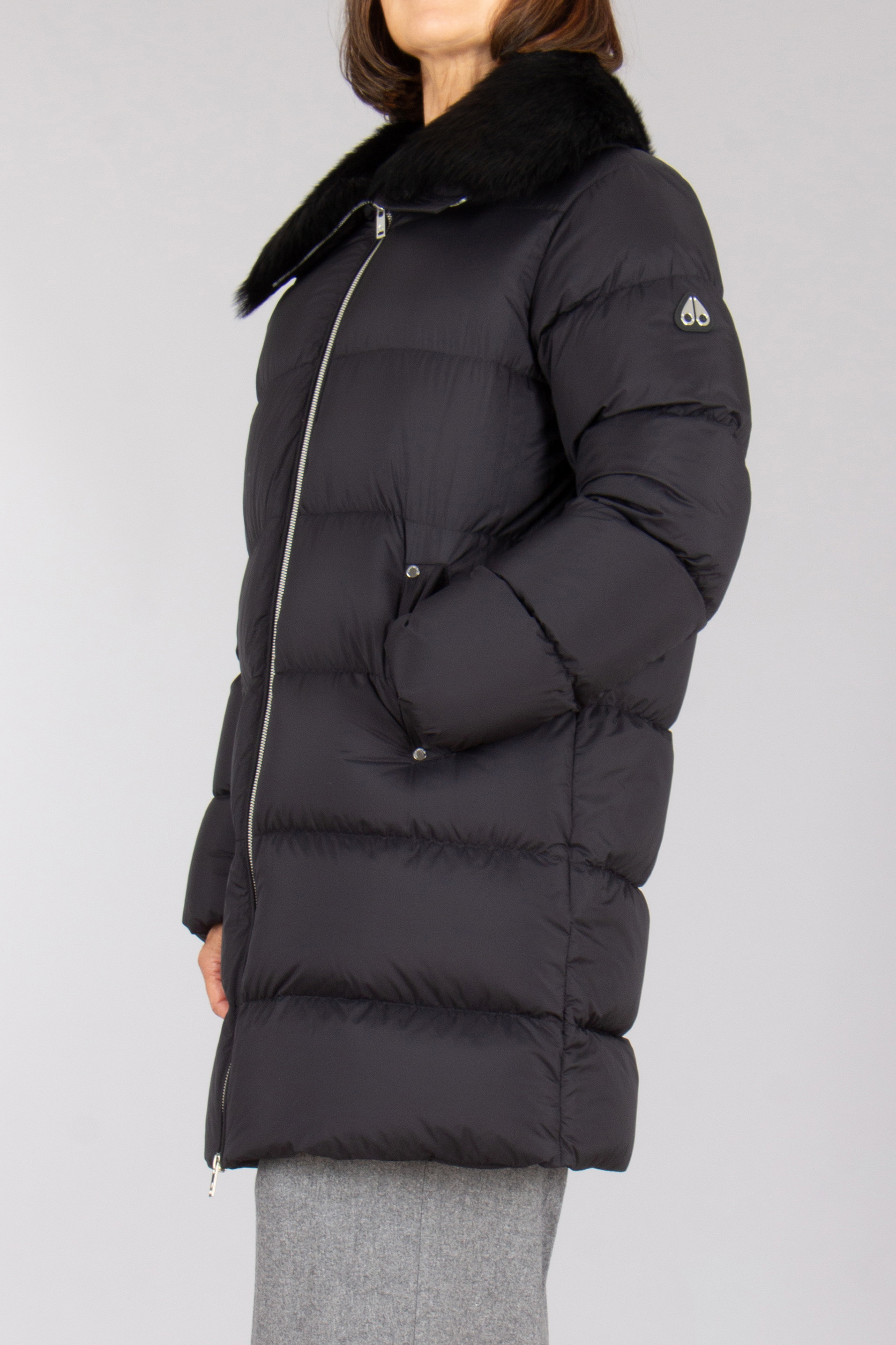 MOOSE KNUCKLES Regular Fit Nylon Down Coat Belle Dune Long Shealing Puffer Bekleidung, Mantel, Jacke