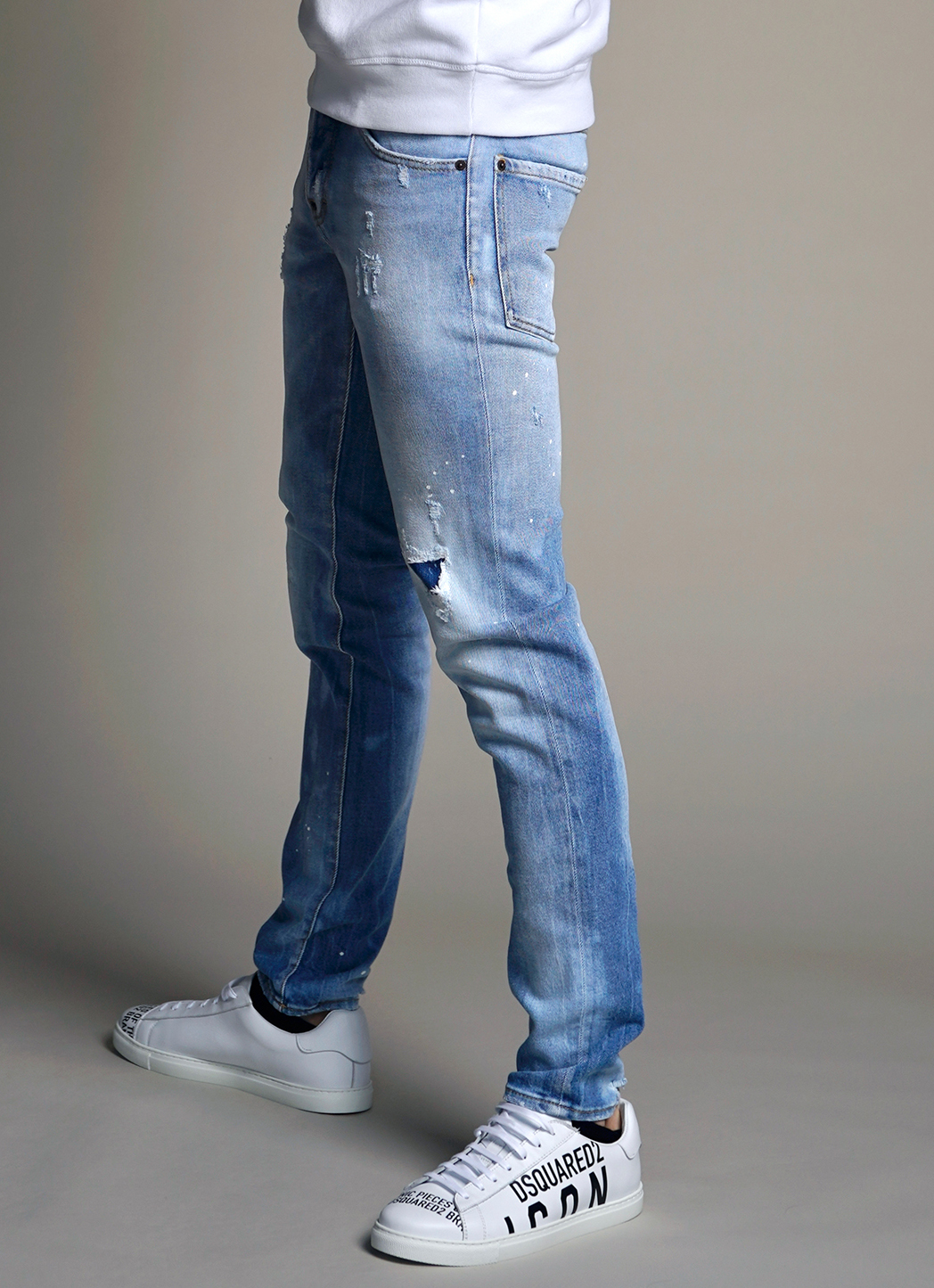 DSQUARED2 Slim Jeans Light Blue Holes DSQUARED2 Slim Jeans Light Blue Holes