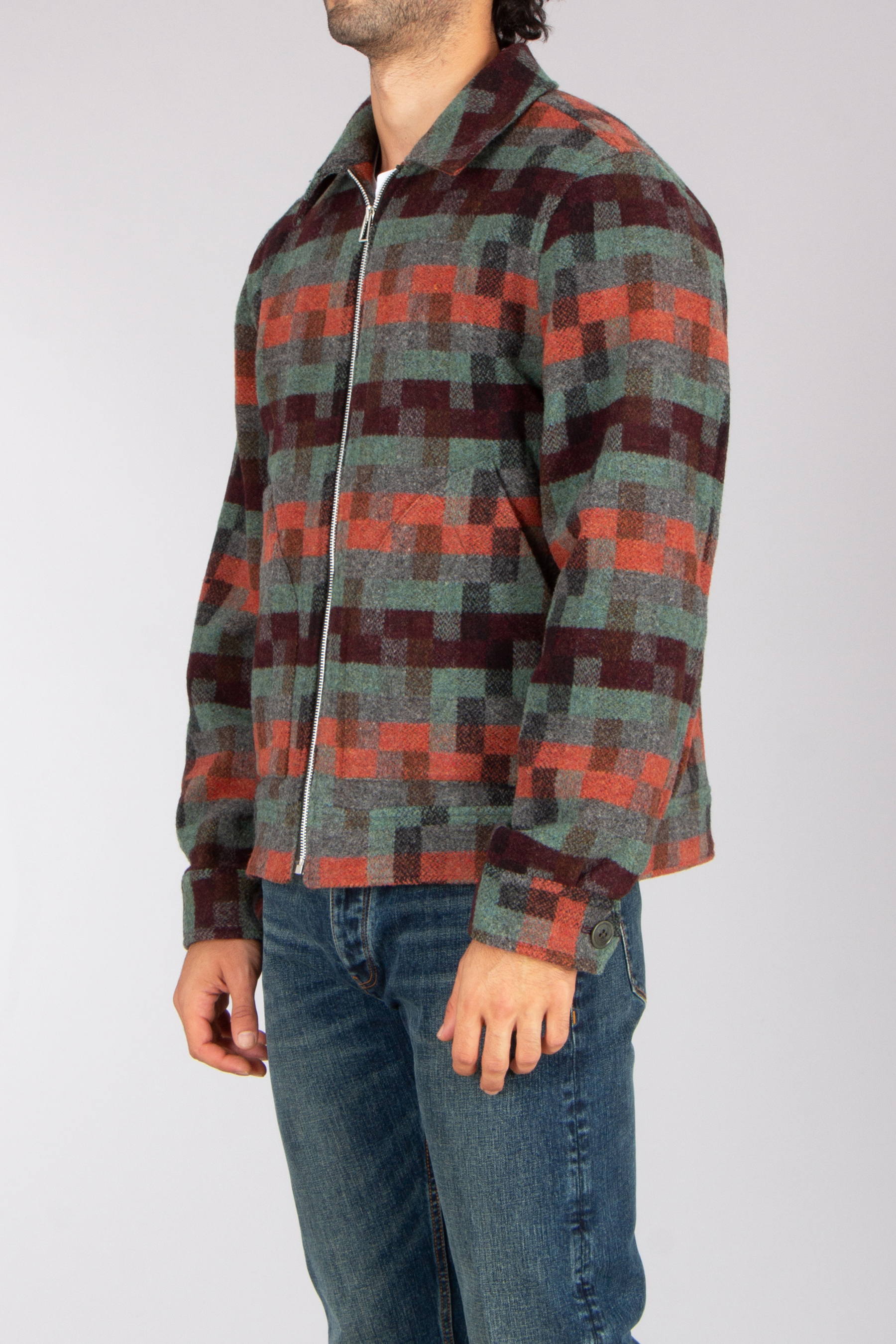 PAUL SMITH Regular Fit Jacquard Check Wool Zip Jacket Bekleidung, Hemd, Mantel, Jeans, Jacke
