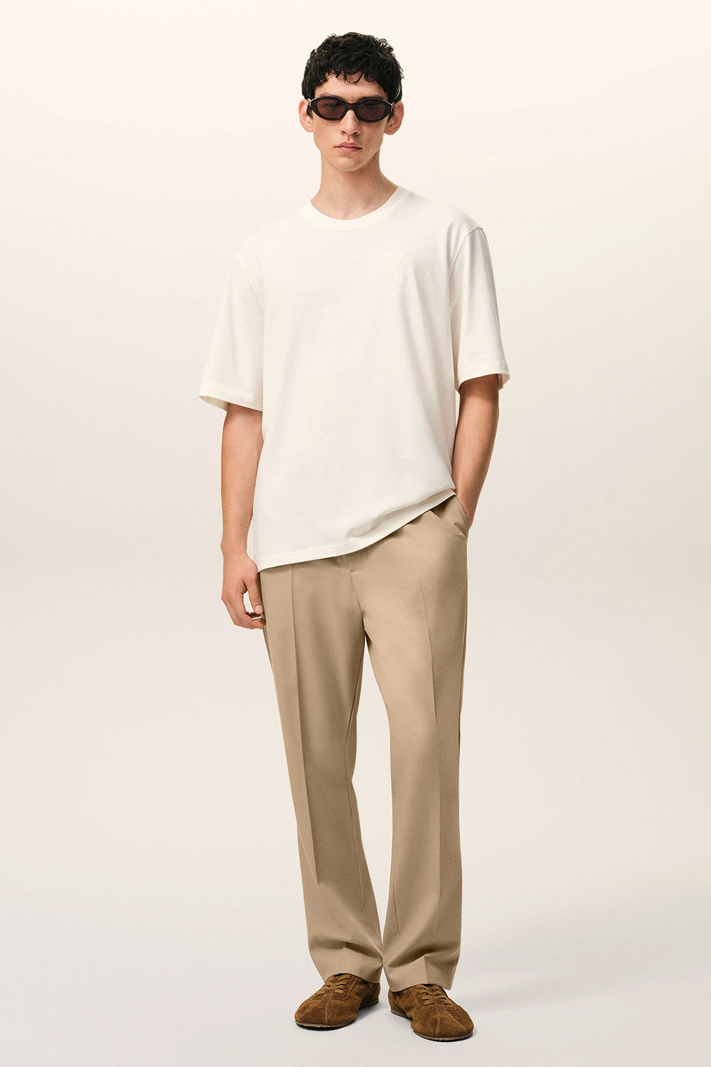 AMI PARIS Straight Leg Virgin Wool Gabardine Pants