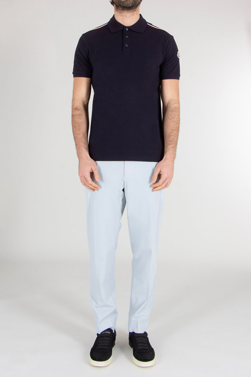 MONCLER Regular Fit Silicone Trim Cotton Piqué Polo Shirt