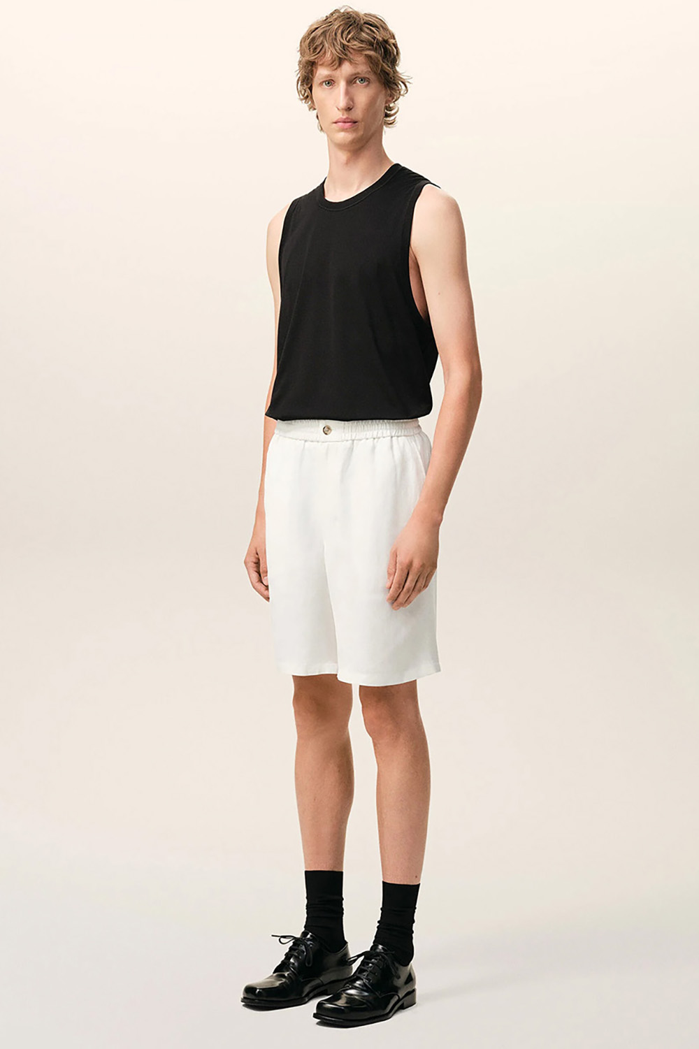 AMI PARIS Regular Fit Linen Blend Shorts