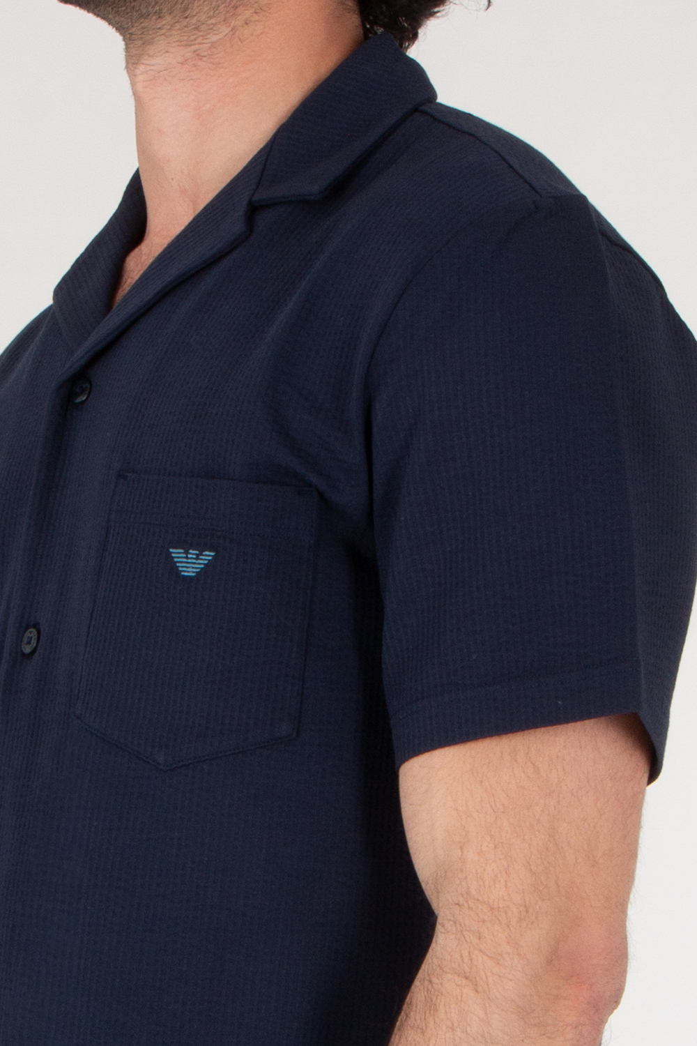 EMPORIO ARMANI Striped Seersucker Short Sleeve Shirt