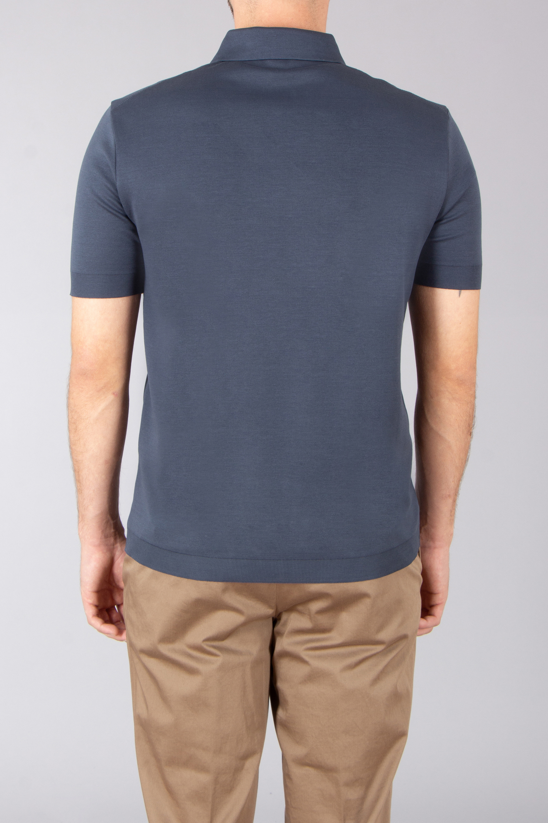 HERNO Regular Fit Cotton Jersey Knit Effect Polo Shirt HERNO Regular Fit Cotton Jersey Knit Effect Polo Shirt