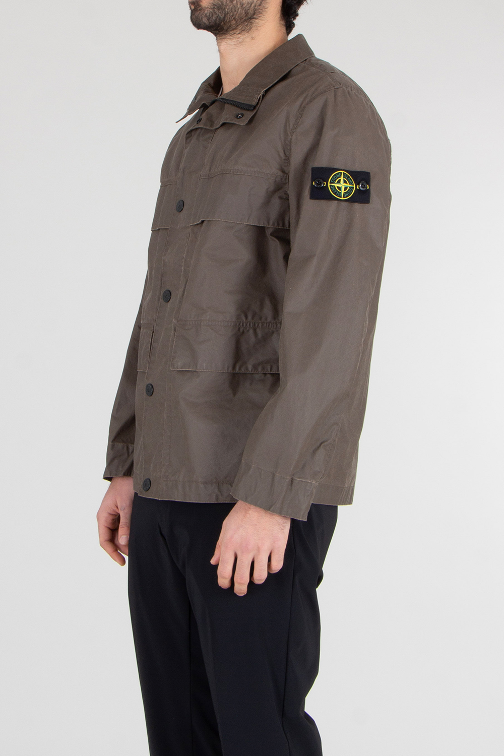 STONE ISLAND Regular Fit Waxed Pigment Cotton Blend Tela Field Jacket