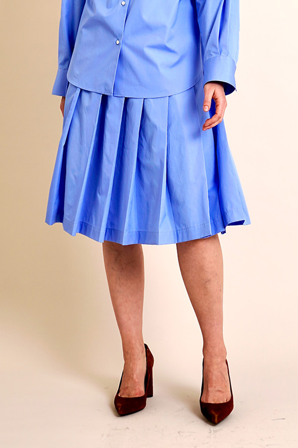 ASPESI 
Cotton Poplin Pleated Skirt