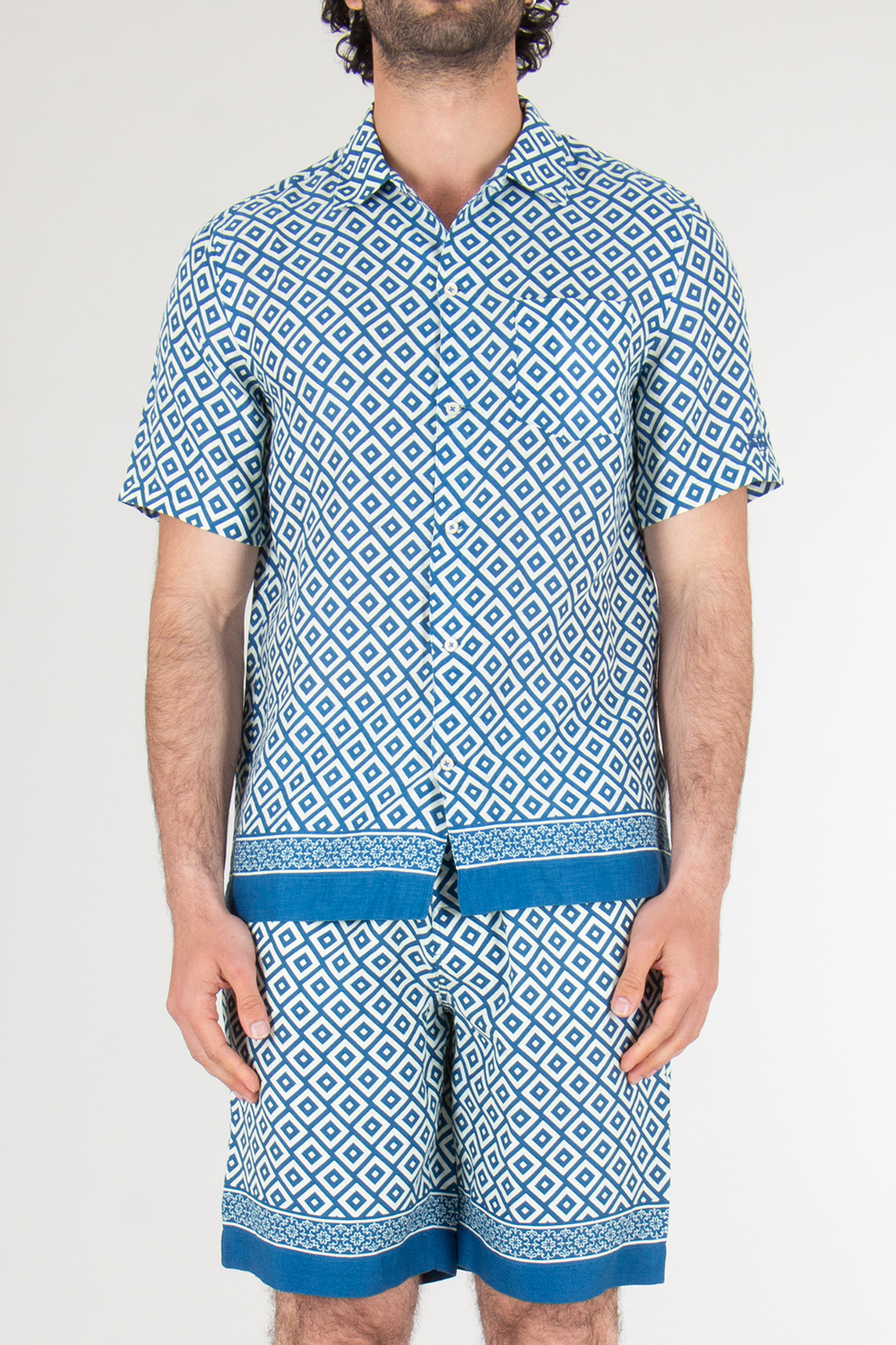 MC2 SAINT BARTH Short Sleeve Patterned Linen Shirt