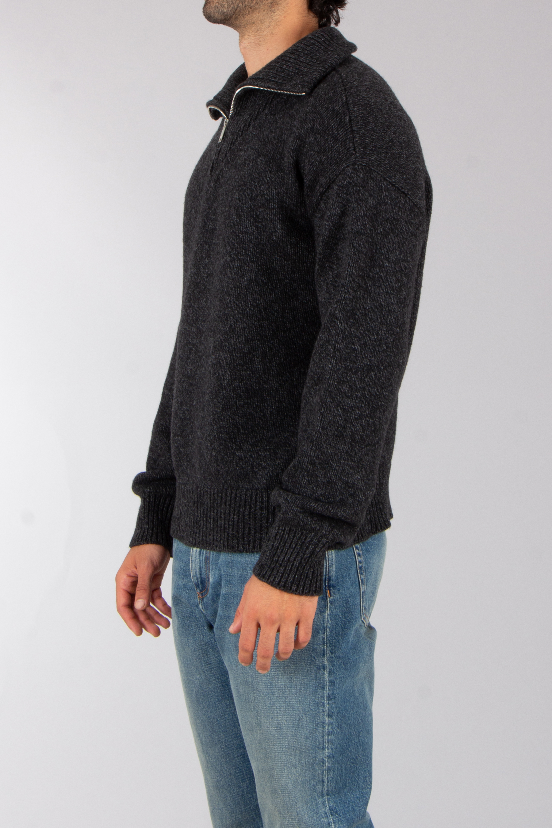 AUTRY Regular Fit Recycled Wool Blend Quarter-Zip Sweater Bekleidung, Strickwaren, Pullover, Hosen