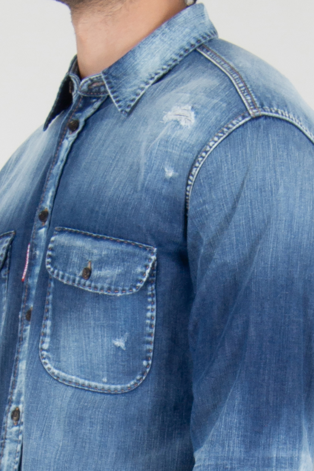 DSQUARED2 Distressed Denim Shirt Canadian Vintage