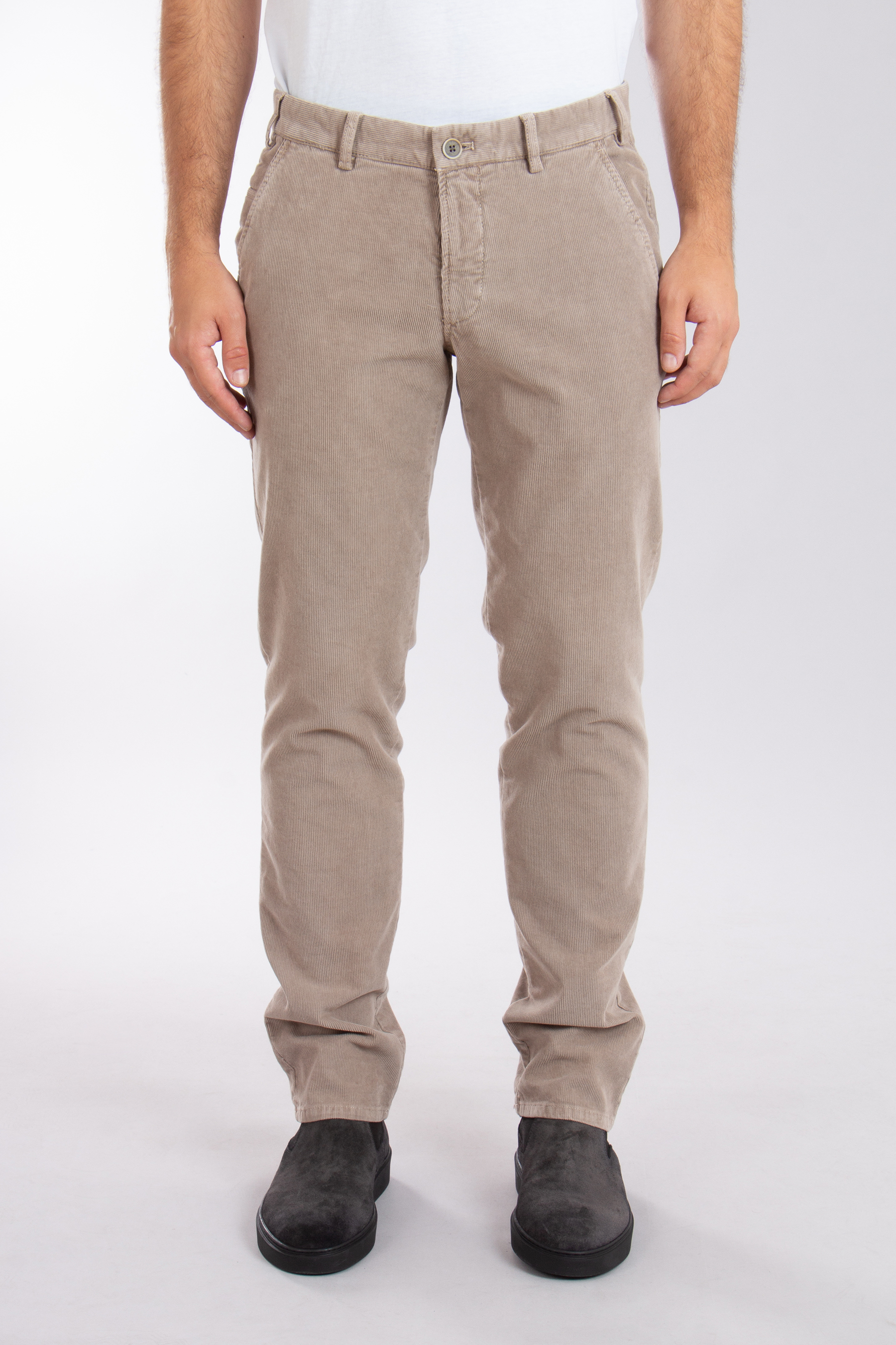 HILTL Slim Straight Cotton Stretch Corduroy Pants Teaker C