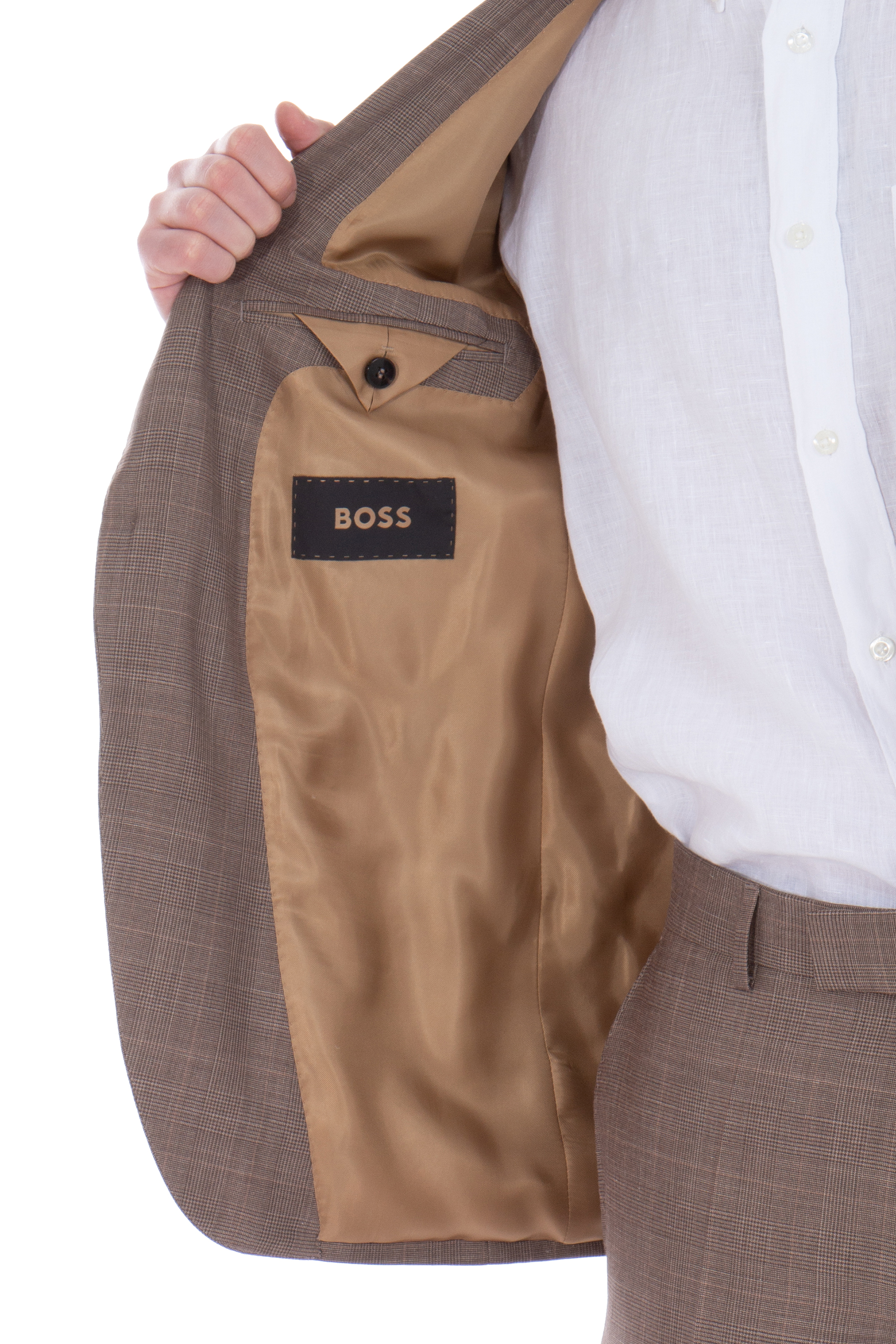 BOSS Checked Slim Fit Virgin Wool-Silk-Linen Blend Suit L-Harvers BOSS Checked Slim Fit Virgin Wool-Silk-Linen Blend Suit L-Harvers