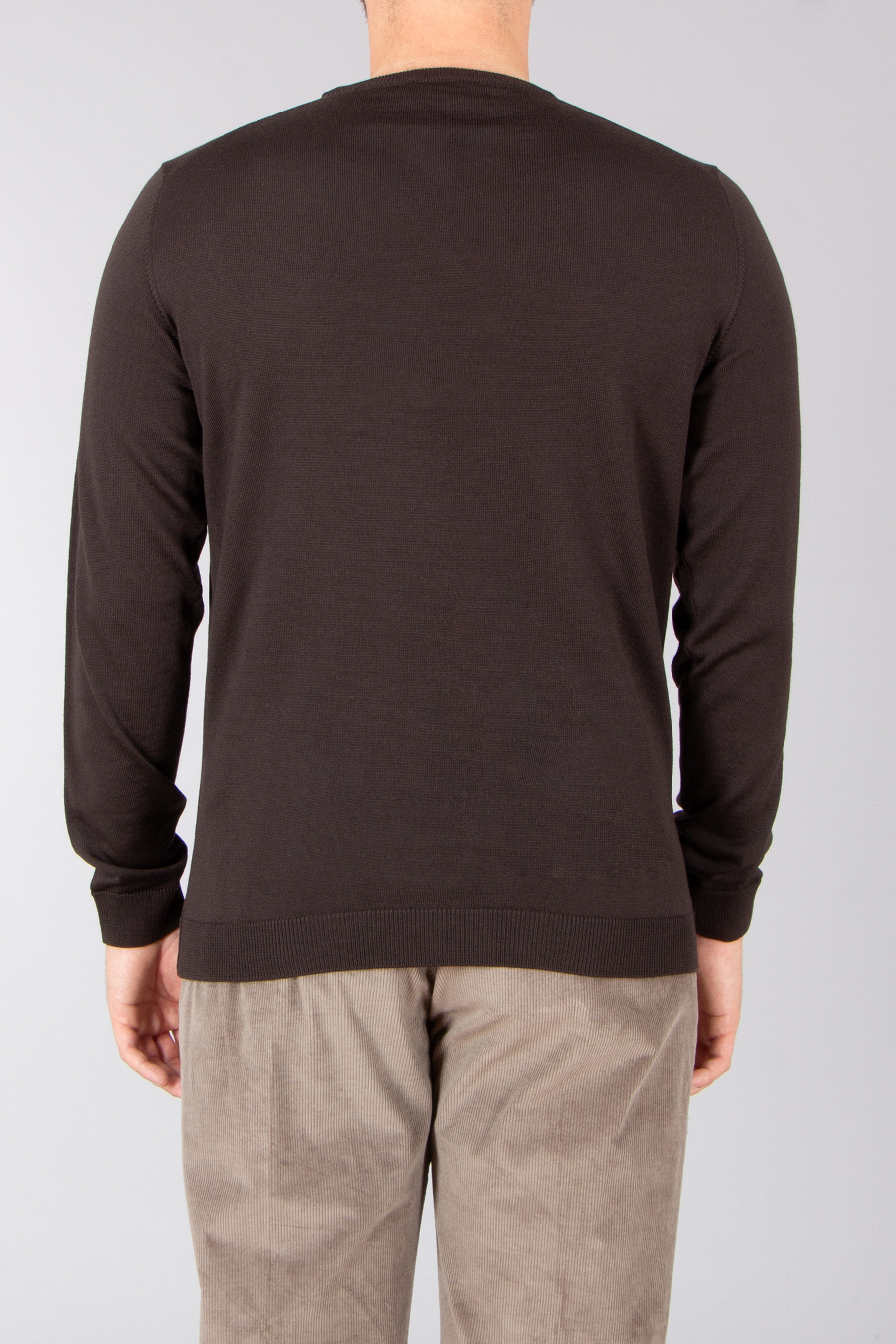ROBERTO COLLINA Regular Fit Extra-Fine Wool Crew Neck Sweater Langarm, Ärmel, Erwachsener, Mann, Person