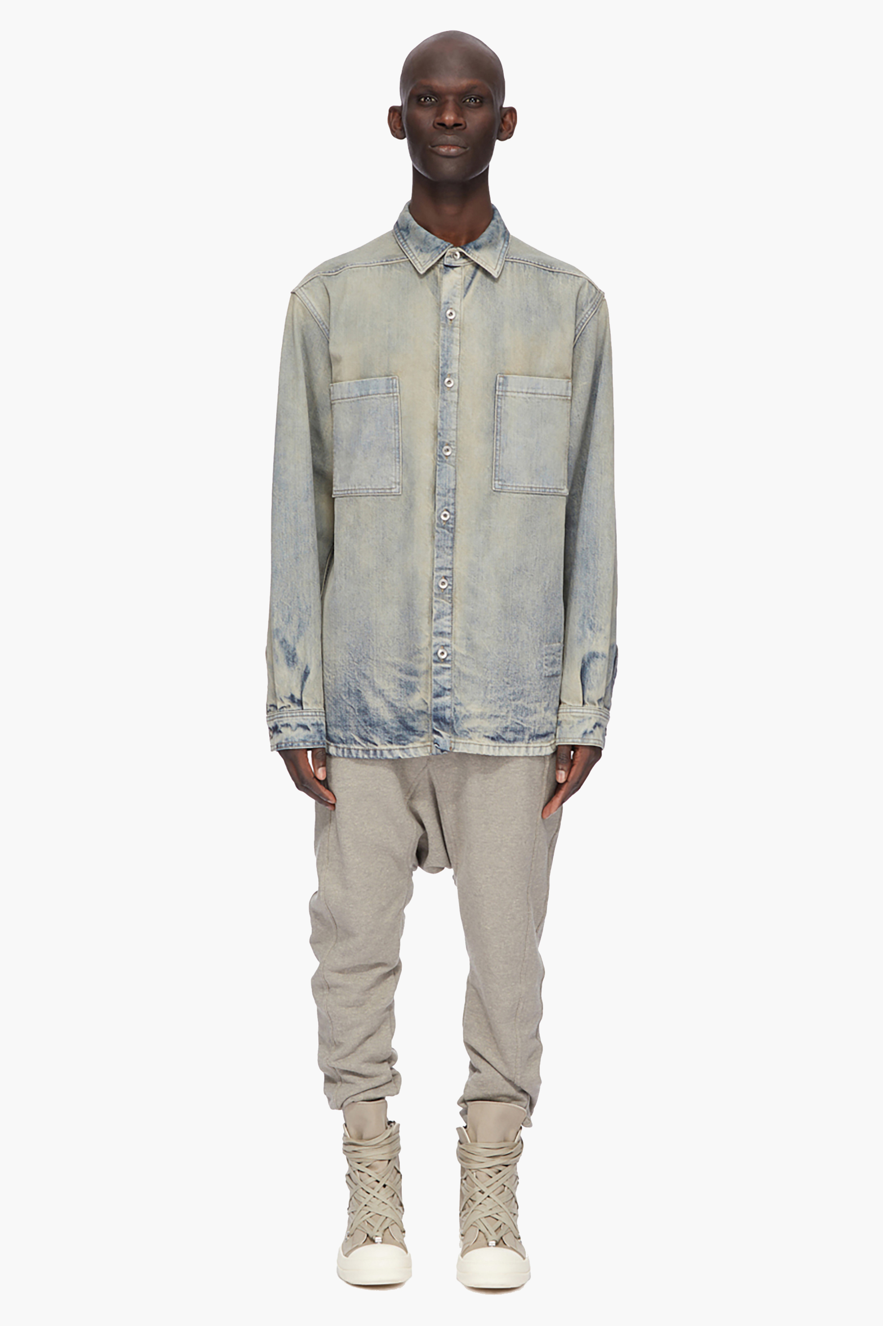 RICK OWENS DRKSHDW Relaxed Fit Organic Cotton Blend Felpa Jersey Prisoner Drawstring Sweatpants Leinen, Hemd, Hosen, Mann, Person