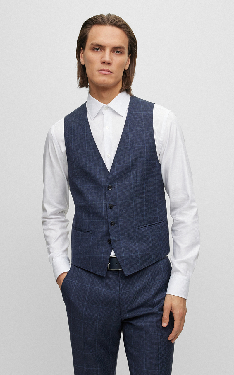 BOSS Virgin Wool Slim Fit Checked Suit BOSS Virgin Wool Slim Fit Checked Suit