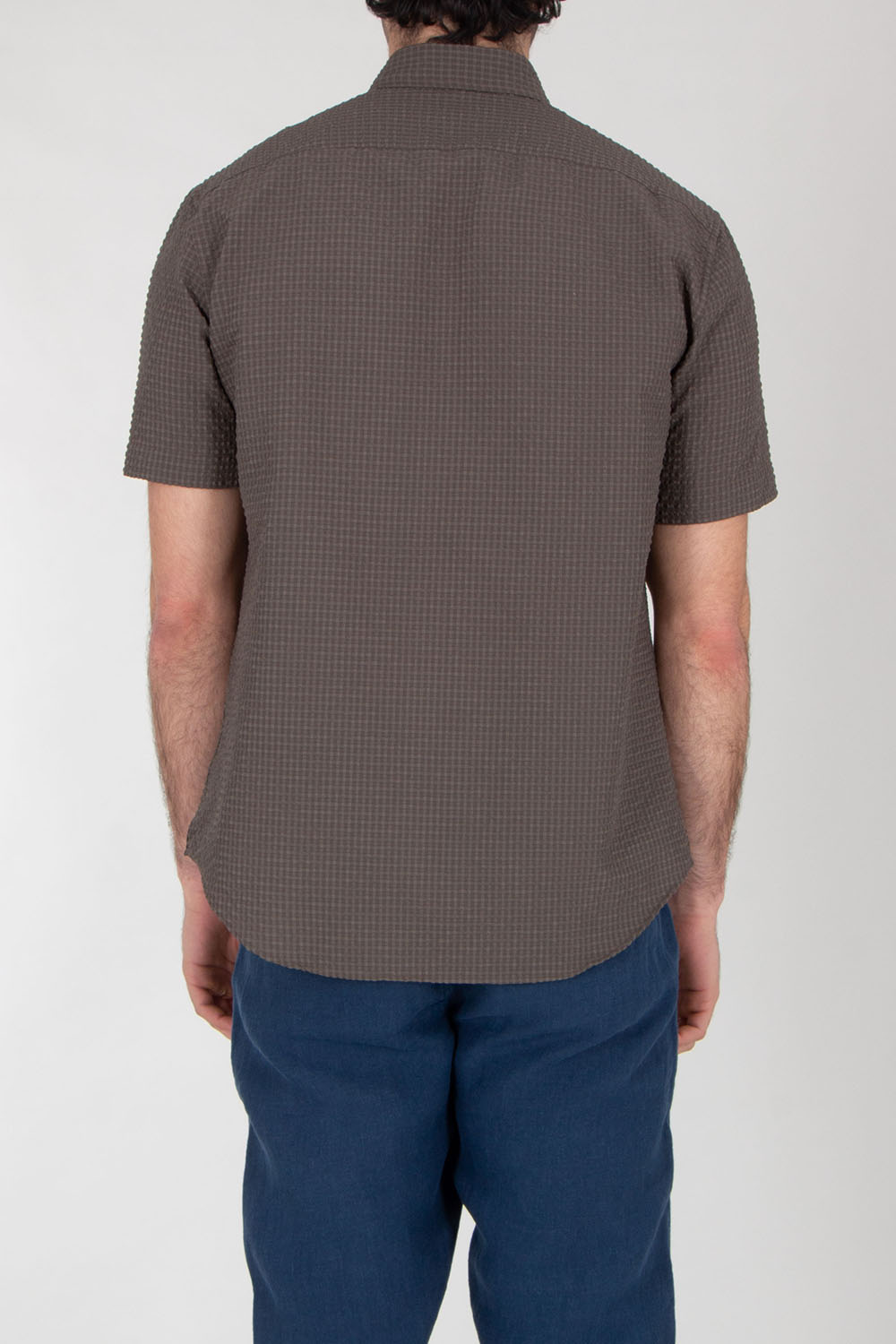 EMPORIO ARMANI Regular Fit Seersucker Short Sleeve Shirt  