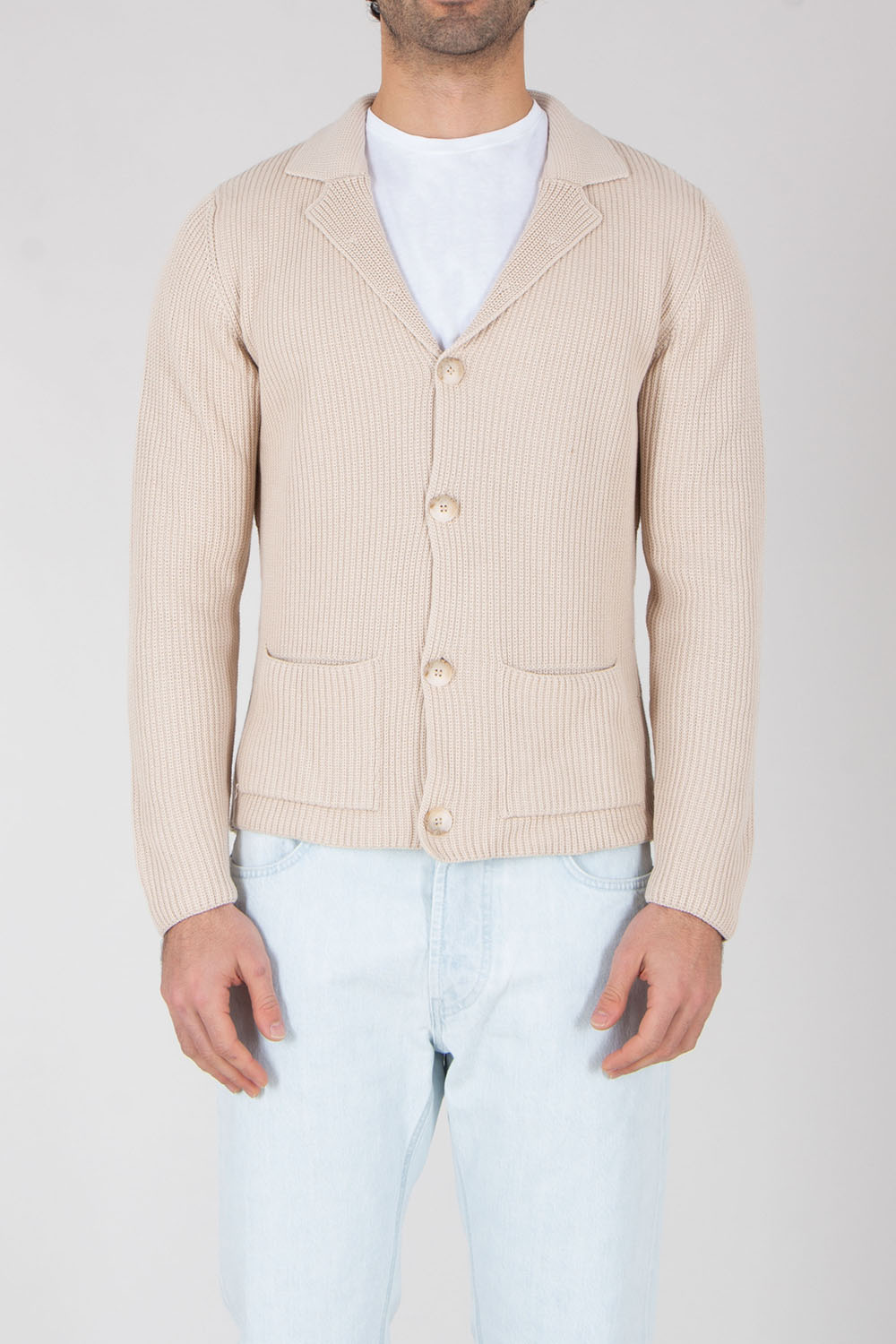 DRESSLER Regular Fit Ribbed Cotton Cardigan