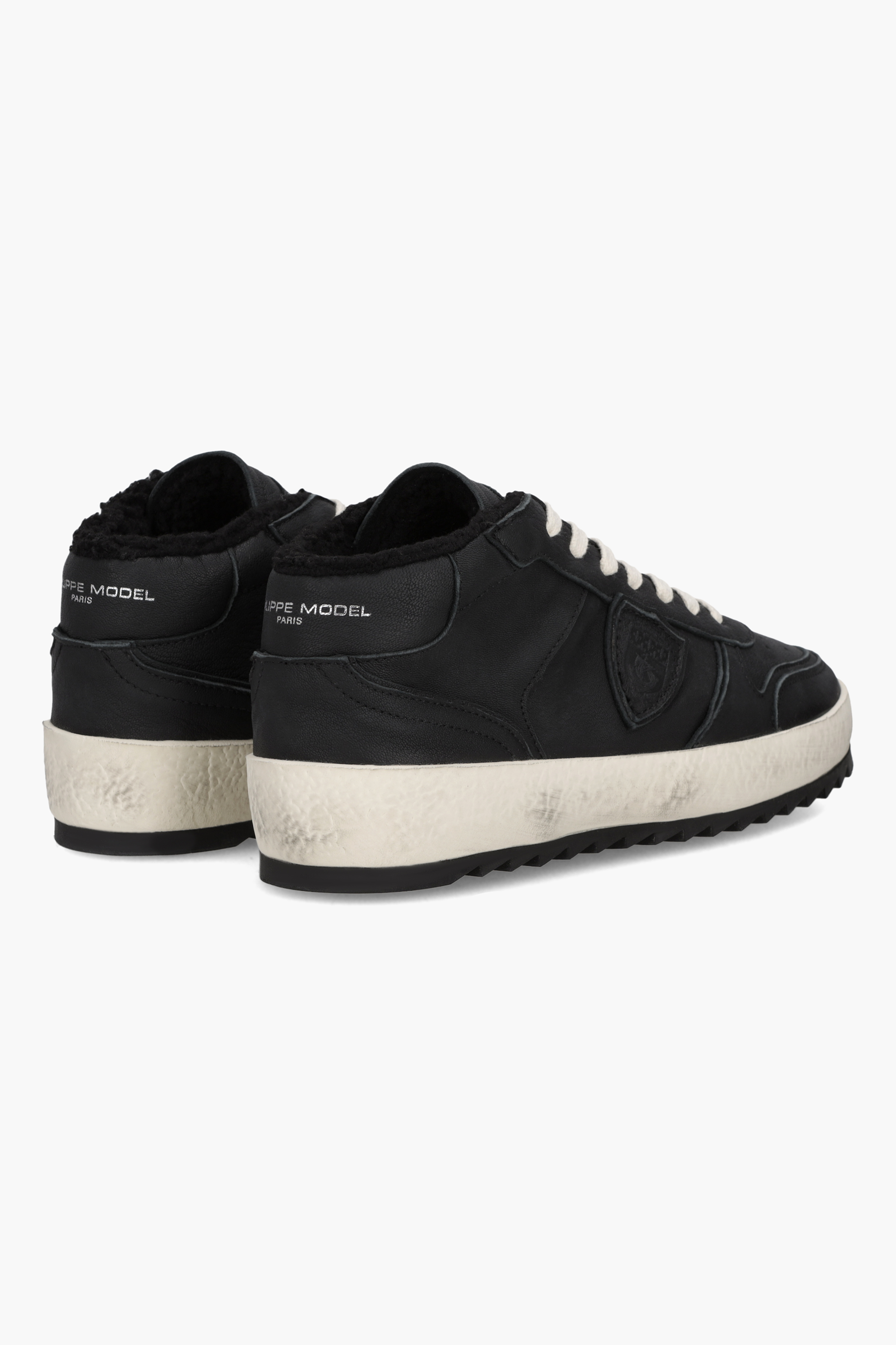 PHILIPPE MODEL Faux Shearling Lined Leather Sneakers Nice Mid Bekleidung, Schuhwerk, Schuh, Sneaker, Wildleder