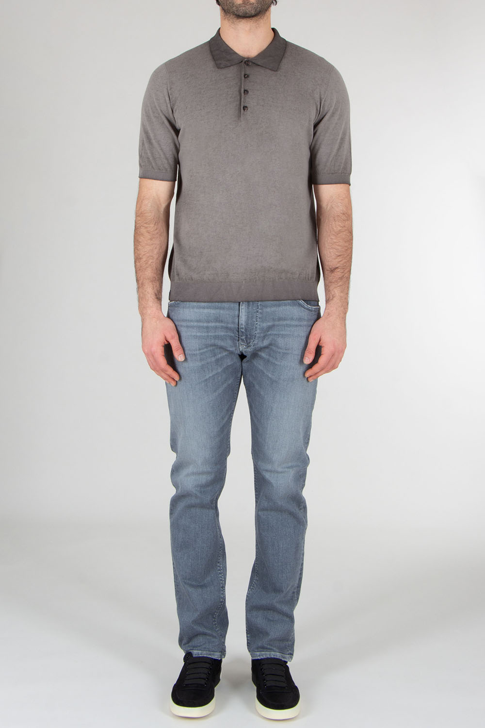 AROVESCIO Regular Fit Cotton Knit Polo