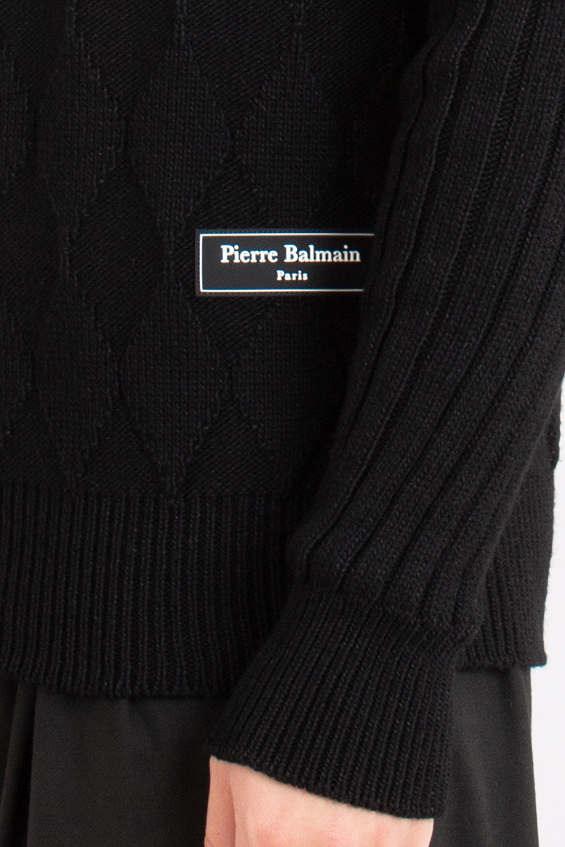 BALMAIN Checked Wool Blend Knit Sweater BALMAIN Checked Wool Blend Knit Sweater