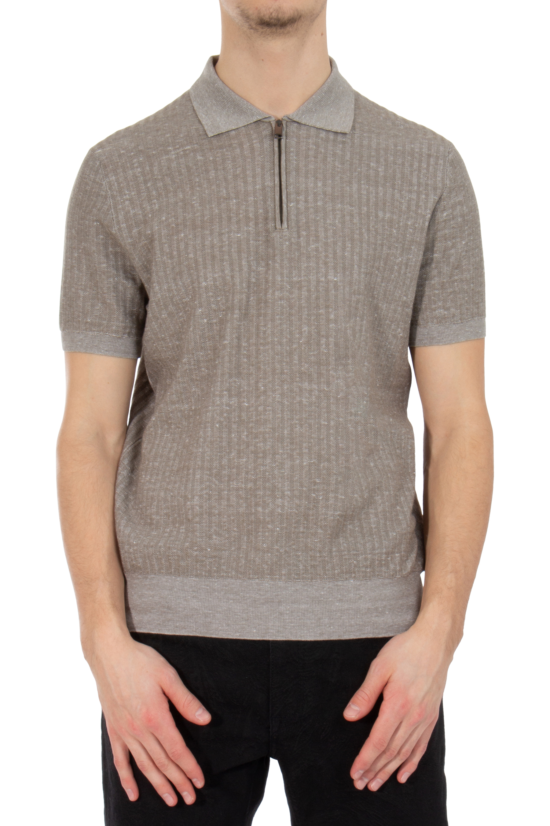 BRIONI Regular Fit Cotton-Linen-Silk-Cashmere Blend Knit Polo BRIONI Regular Fit Cotton-Linen-Silk-Cashmere Blend Knit Polo