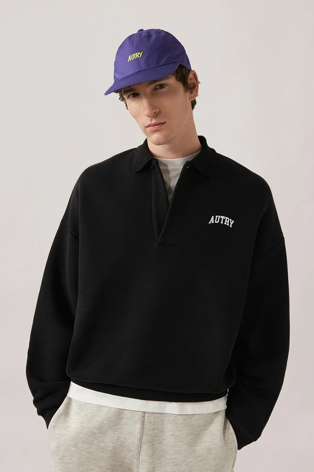 AUTRY Loose Fit Cotton Polo Sweatshirt