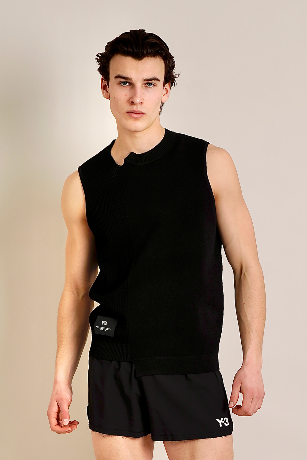 Y-3 Regular Fit Viskose Blend GFX Knit Vest